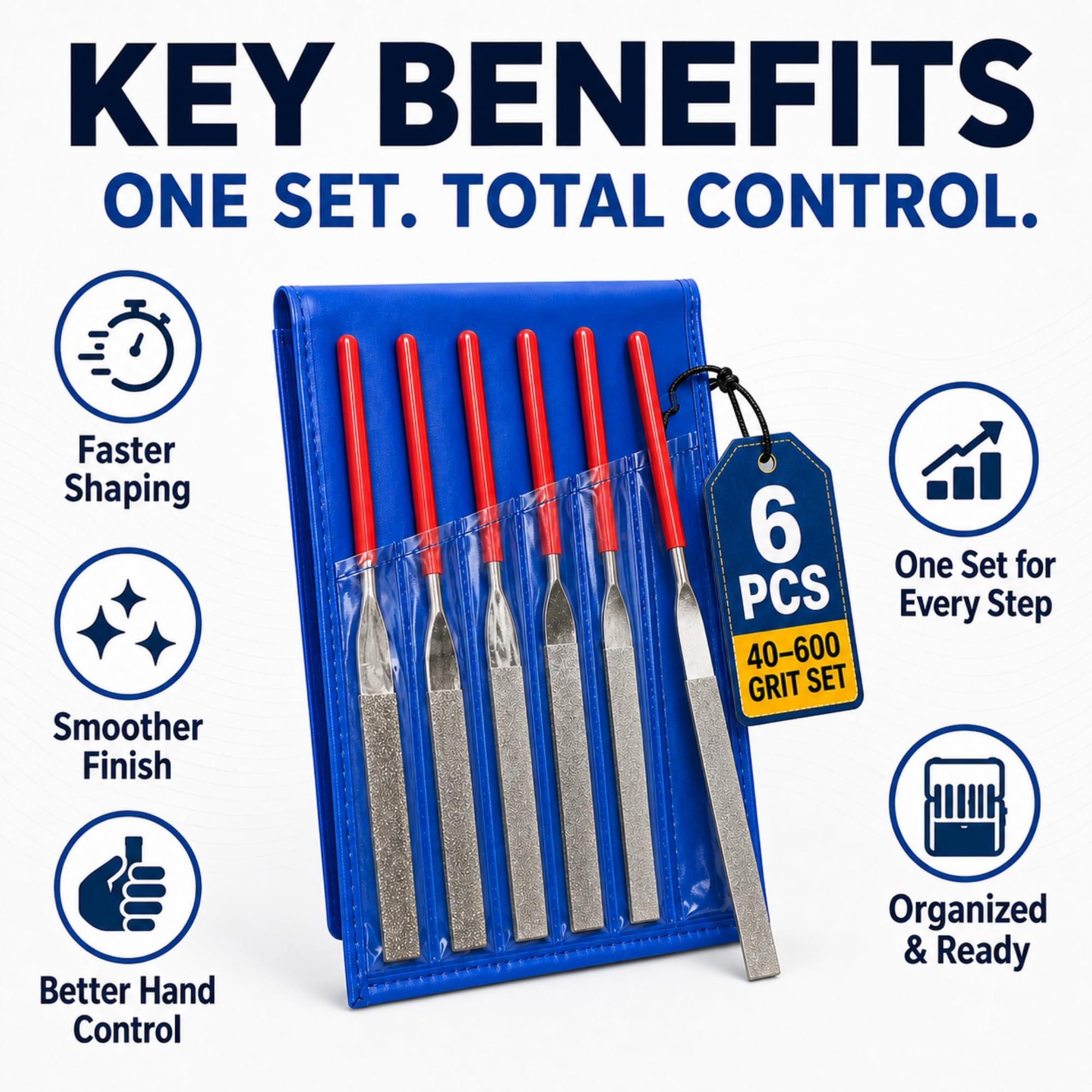 Amazon.com: Drilax 6-Pc Diamond File Set, Flat Hand Files (40–600