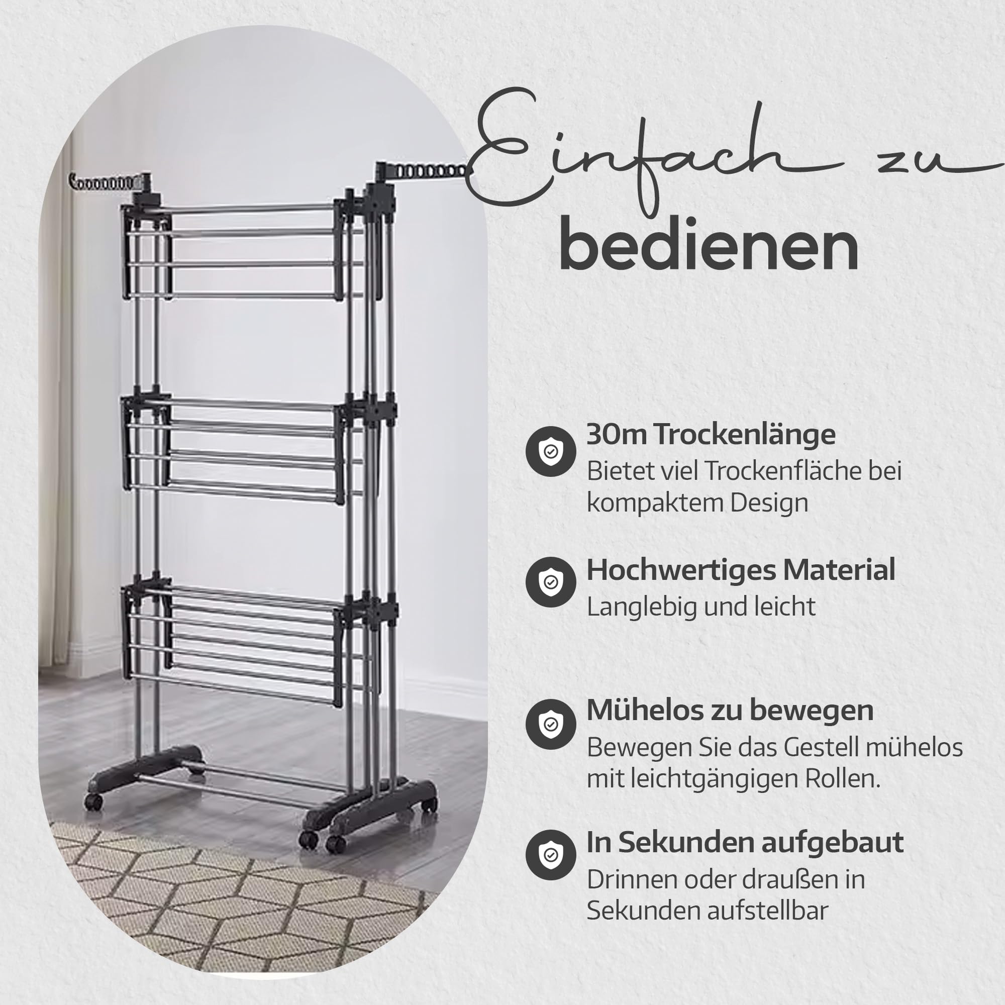 Clever Clean Droogtoren XXL | 3 niveaus | 18m drooglengte | 76 x 64 cm - - altijd iets te bieden