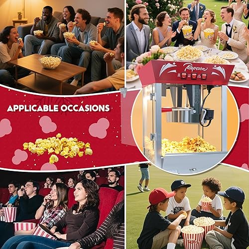 Miniatura 2 de Máquina comercial para hacer palomitas de maíz, máquina de palomitas de maíz de acero inoxidable de 12 onzas con vidrio templado, plataforma de