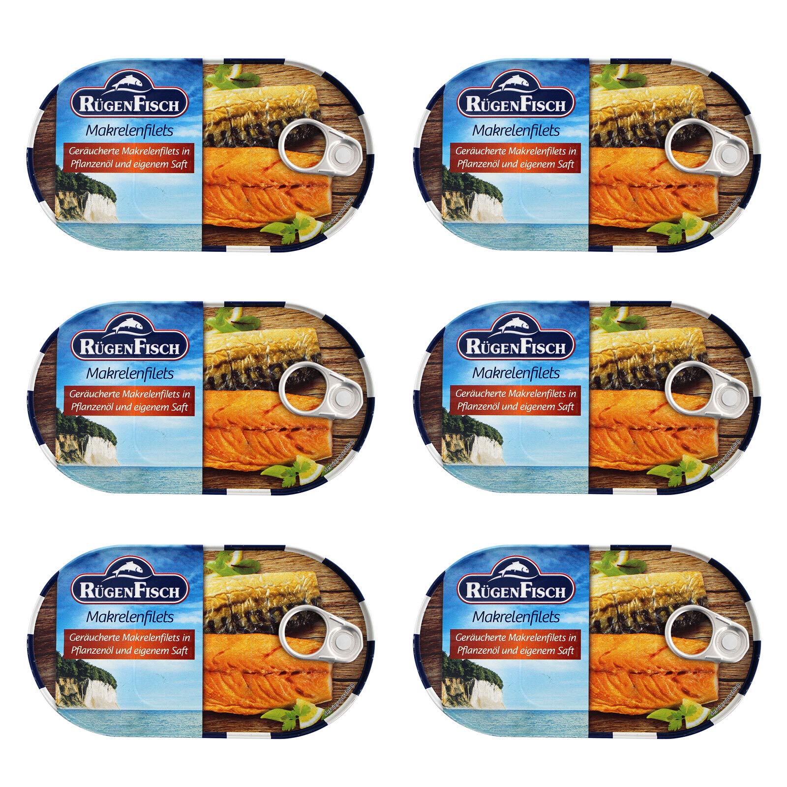 6er Pack Rügen Fisch Makrelenfilets in Öl (6 x 200 g)