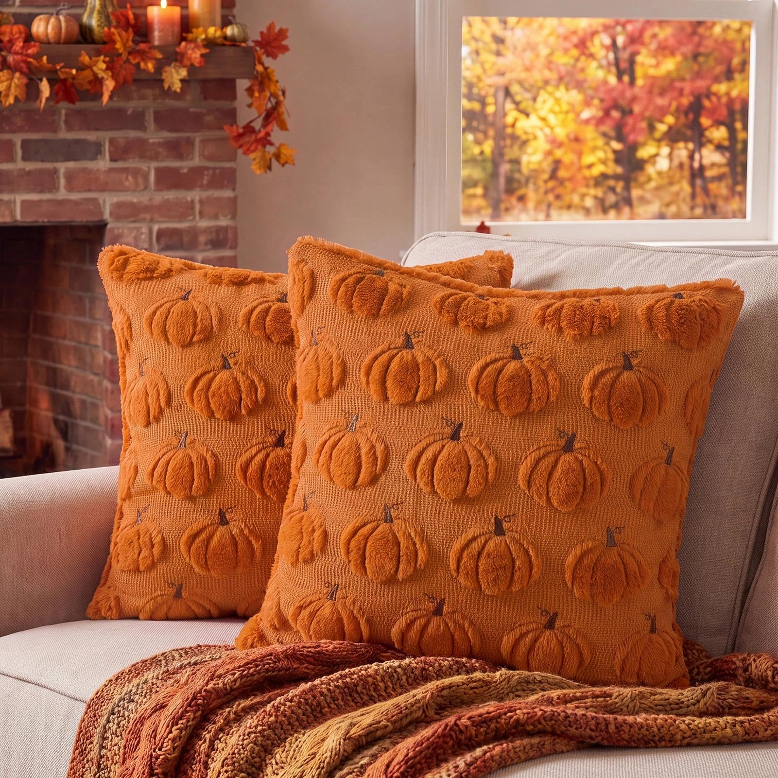 Best Fall Pillows for 2026: 5 Picks Ranked 3 Softalker Fall Throw Pillow Covers 18x18 Set of 2 Rust Orange Pumpkin Decor — product photo