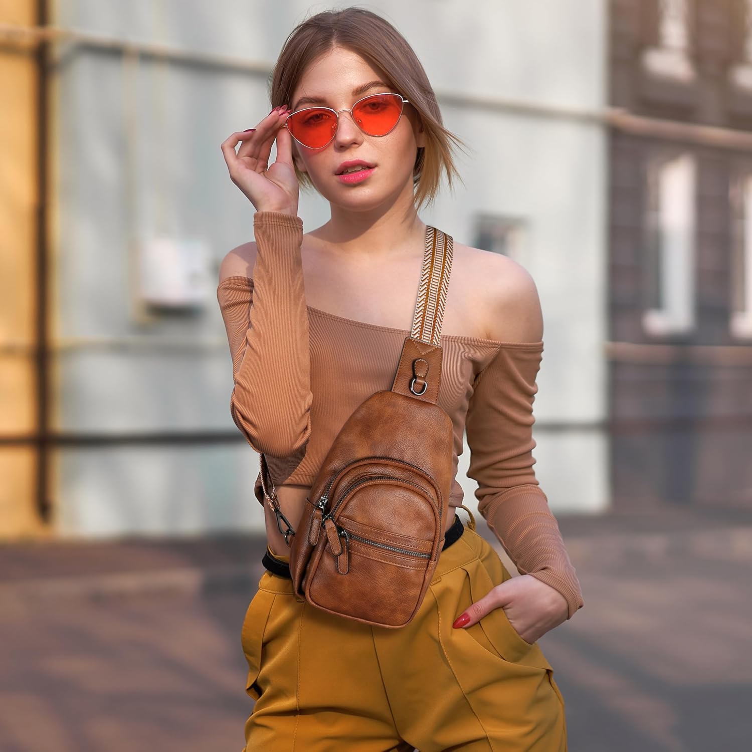 HESHE Sling Bag for Women Anti Theft Small Crossbody Bags Leather Fanny Pack Cross Body Purse for Travel - Image 3