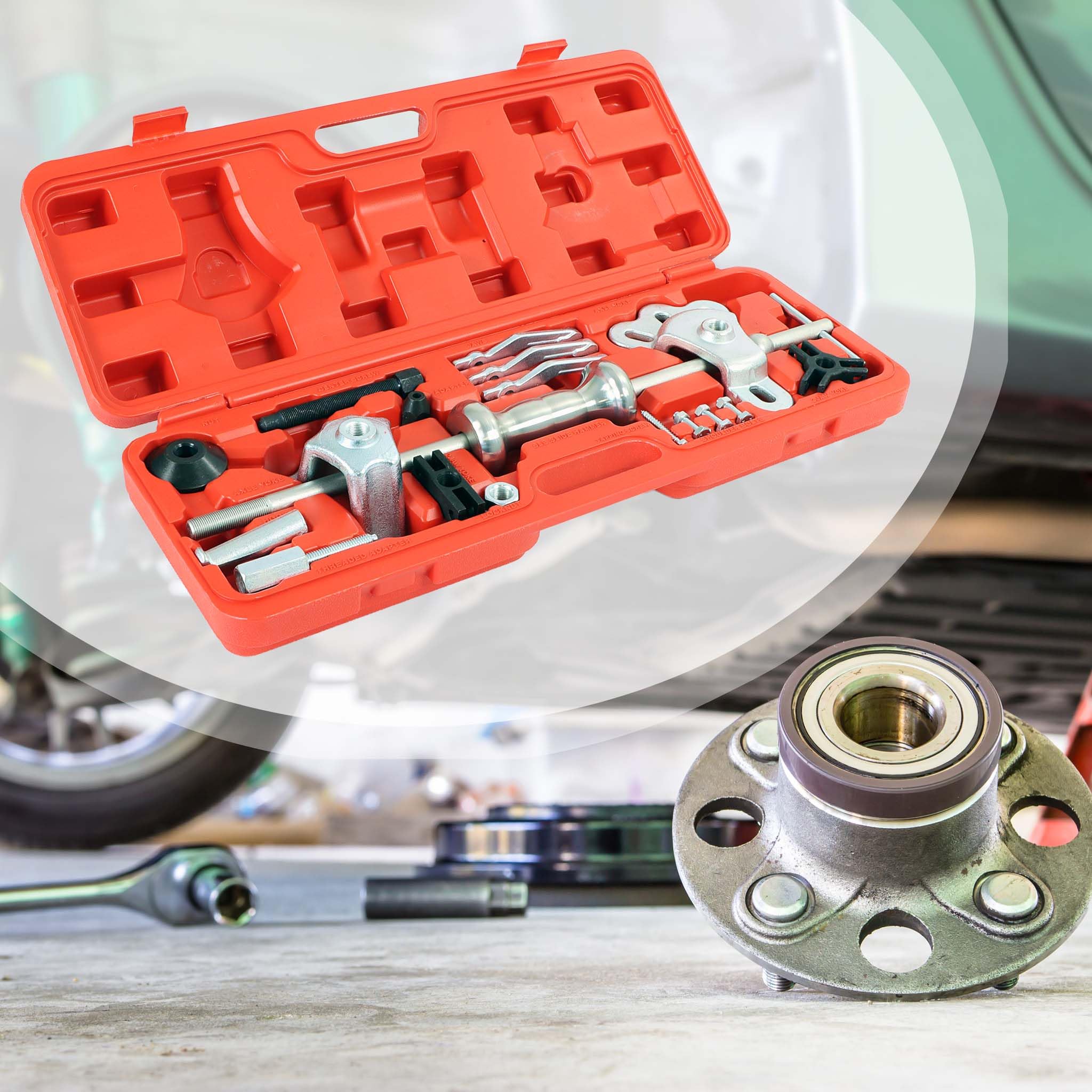 Wiltec Set estrattore per Cuscinetti mozzi Ruota 4 e 5 Fori con Martello Scorrevole