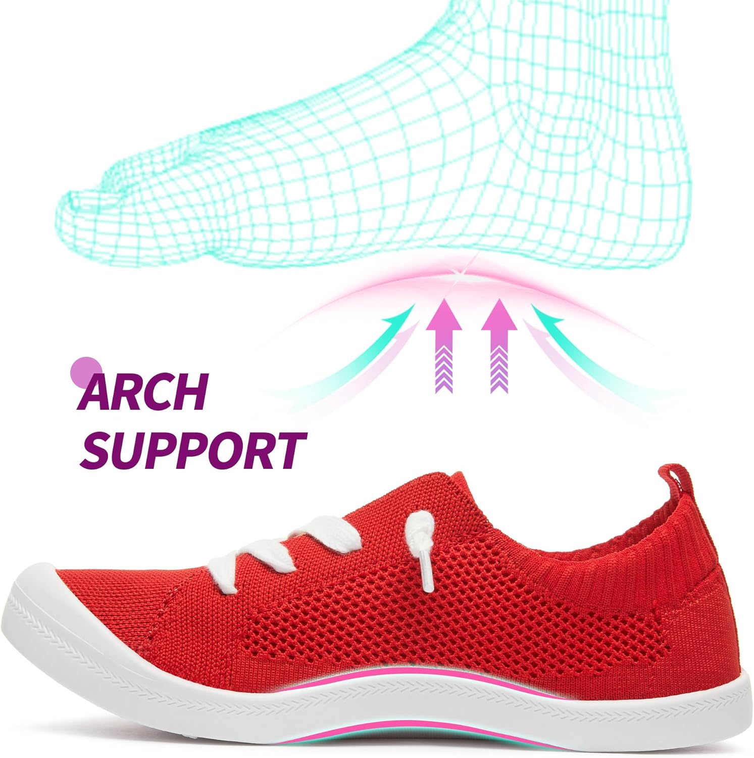 ALTOCIS Women's Knit Slip On Sneakers Ladies Elastic Low Top Flats Lightweight Breathe Mesh Fashion Sneakers Cute Flying Woven Loafers - Image 3