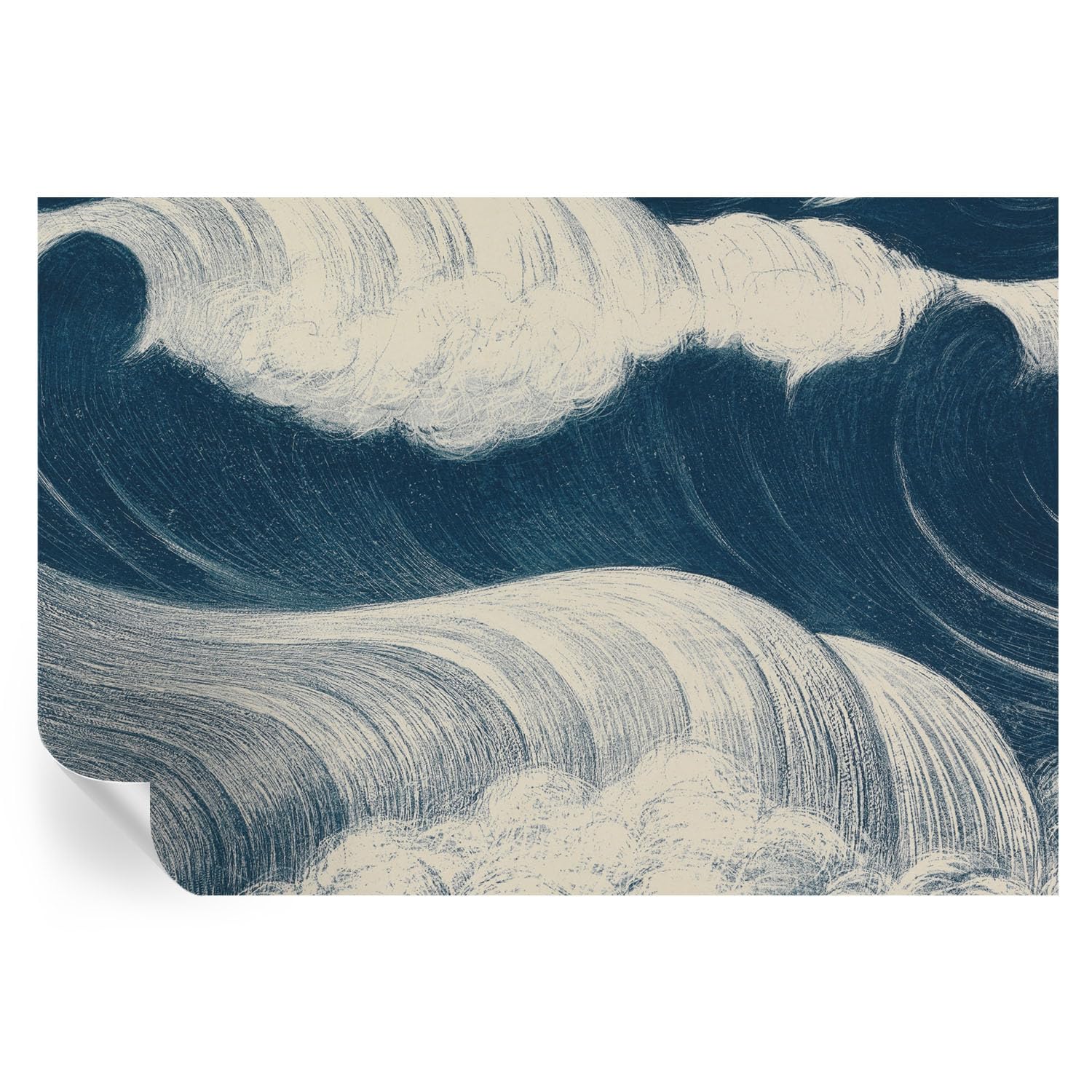 Ilustraciones de olas del mar en vinilos decorativos de 152x104 cm lavables y listos