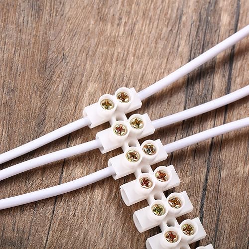 Miniatura 7 de Weewooday Bloque de terminales de 20 piezas, tira de 12 posiciones, 10 amperios, 380 voltios, conector de cable de terminal de tornillo blanco,