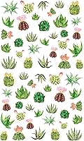 Vista 3 de Pegatinas para uñas (5 hojas) FLONZNAIL Cactus Suculentas Flores Vintage Acuarela Ilustración