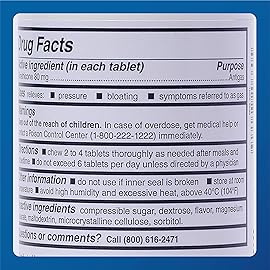 MAJOR Simethicone Gas Relief 80 mg - Anti Flatulence, Bloating and Gas Pressure Aid - 100 Chewable Tablets (2 Pack)