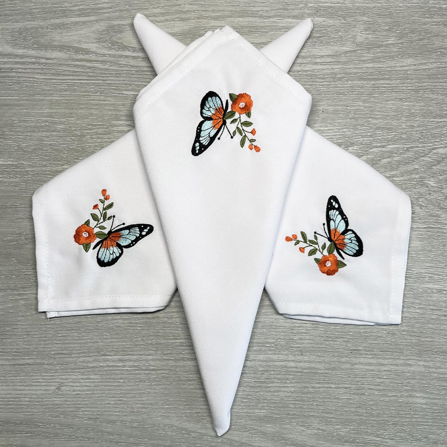 Alevel Servilletas de tela de 20 x 20 pulgadas, paquete de 12 servilletas bordadas, diseño avanzado de bordado personalizado
