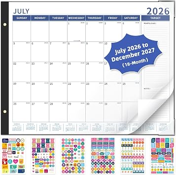 Ospelelf Bule Calendar 2026-2027 Large 22 x 17 Monthly Calendar Planner, 18 Month Deskpad Calendar for Seniors, Office, Family, Use July 2026 - Dec 2027