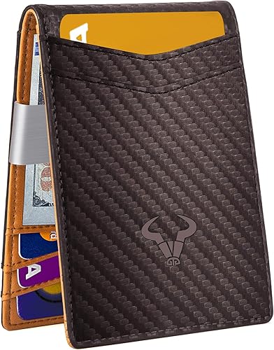 BULLIANT - Billetera delgada con clip para billetes, billetera para bolsillo frontal para hombre, con ranuras para 9 tarjetas de 3 x 4.25 pulgadas,
