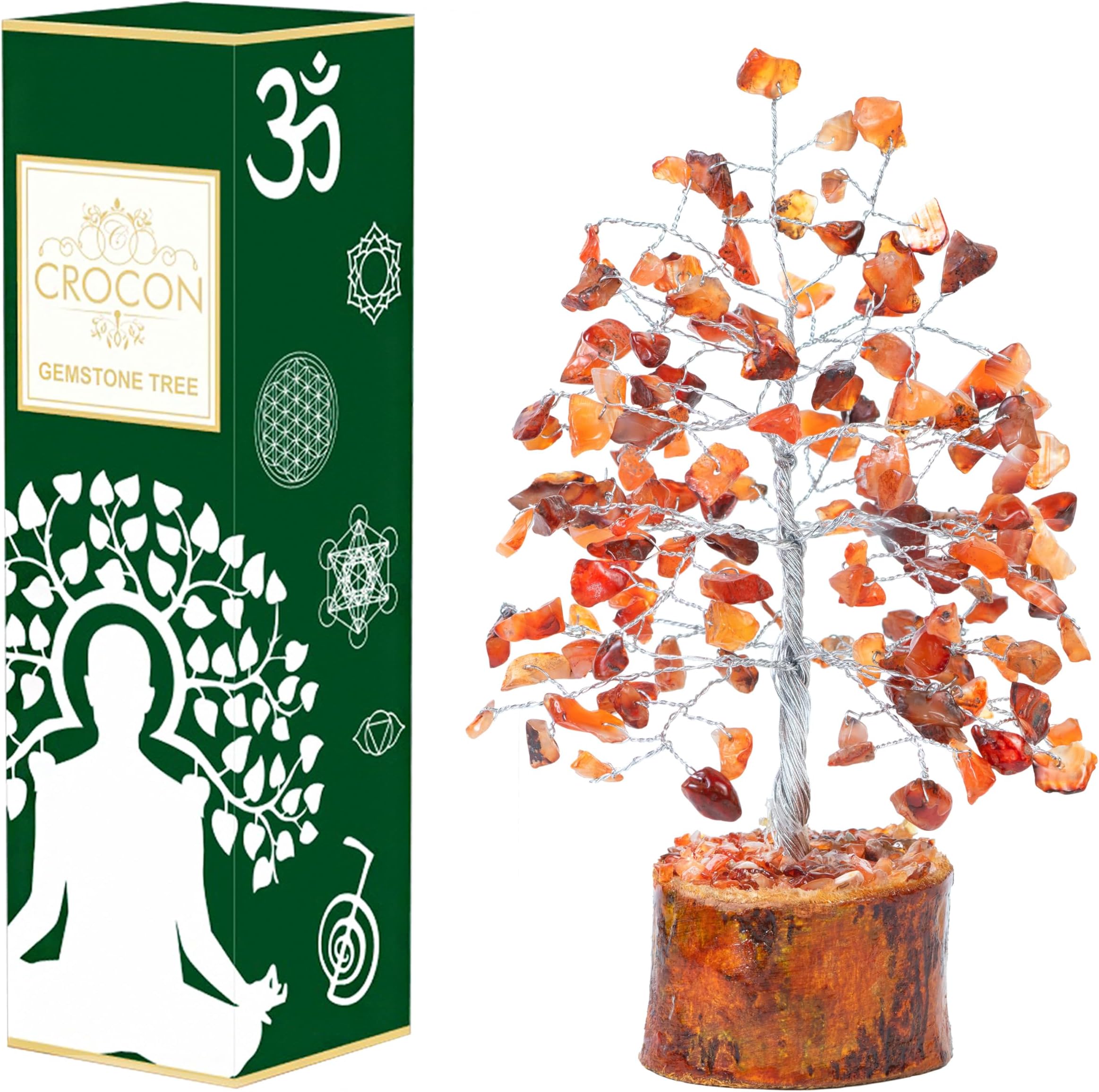 Carnelian Healing Crystal Tree Bonsai, Desk Decor for Women Room & Office Decor Spiritual Gift Meditation Crystals for Home Room Decor Cute House Warming Gifts for Women Mom Birthday 7-8"