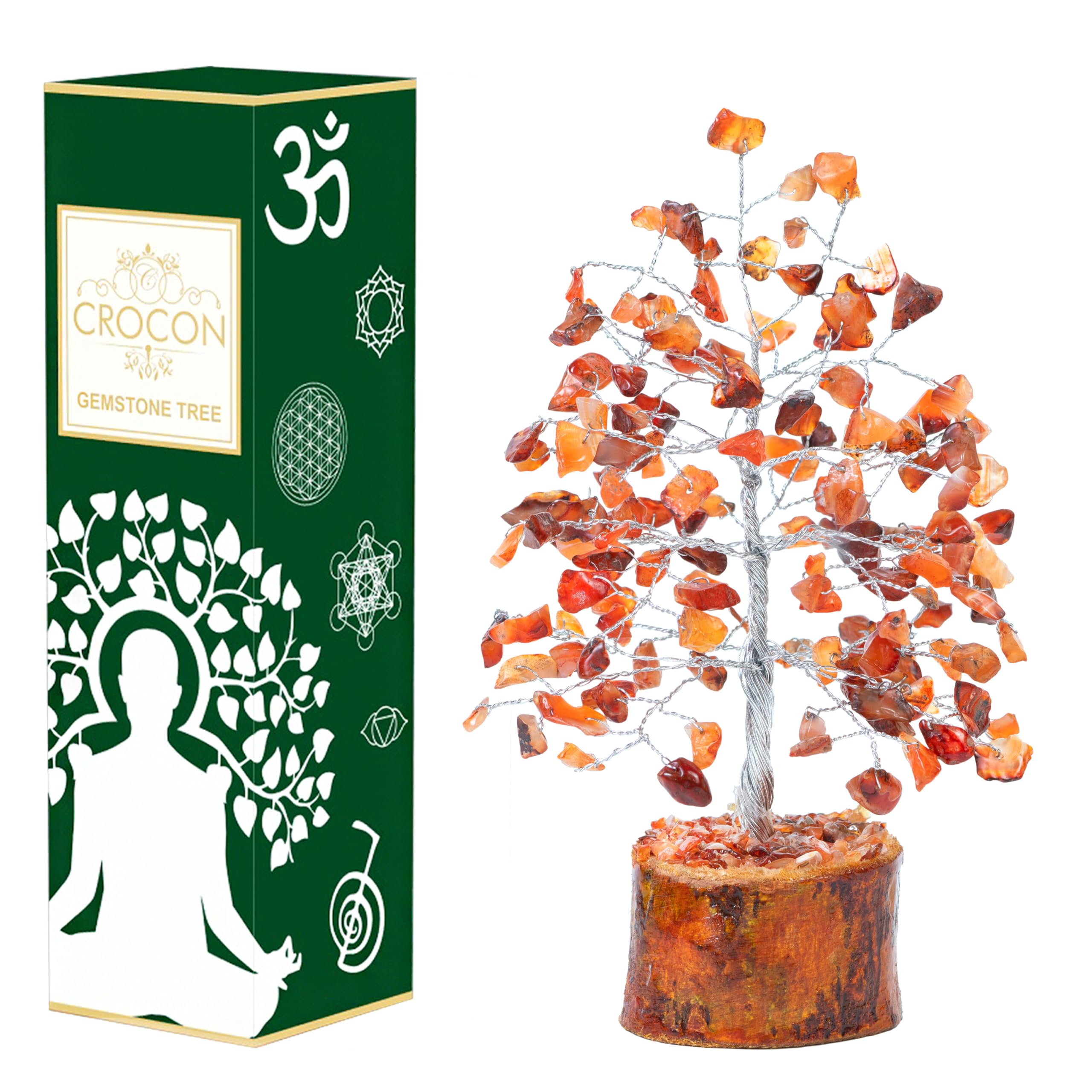 Carnelian Healing Crystal Tree Bonsai, Desk Decor for Women Room & Office Decor Spiritual Gift Meditation Crystals for Home Room Decor Cute House Warming Gifts for Women Mom Birthday 7-8"