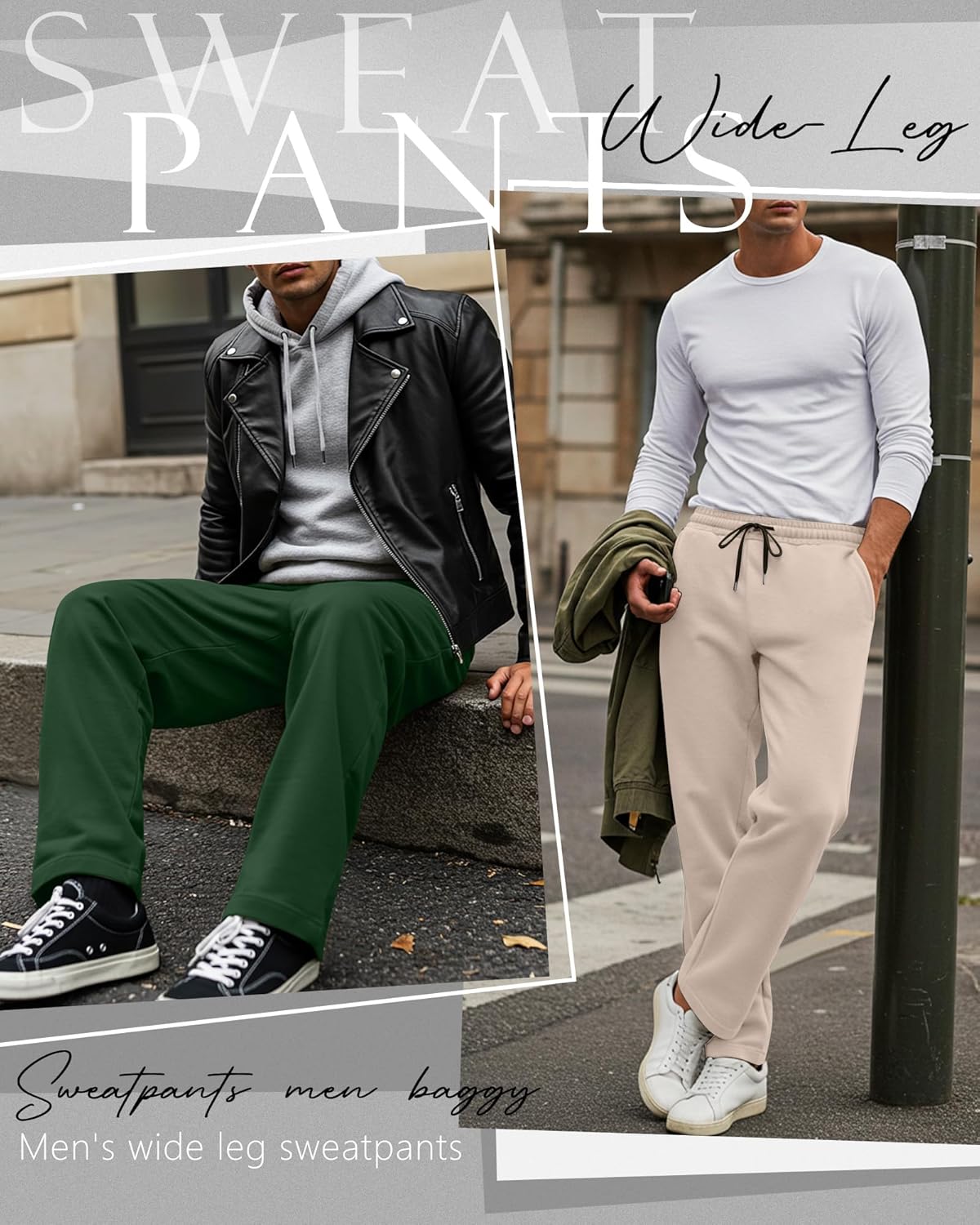 Neer 3 Pack Big and Tall Men's Sweatpants Elastic Waist Wide Leg Open Bottom Pants Athletic Workout Joggers with Pockets - Image 3