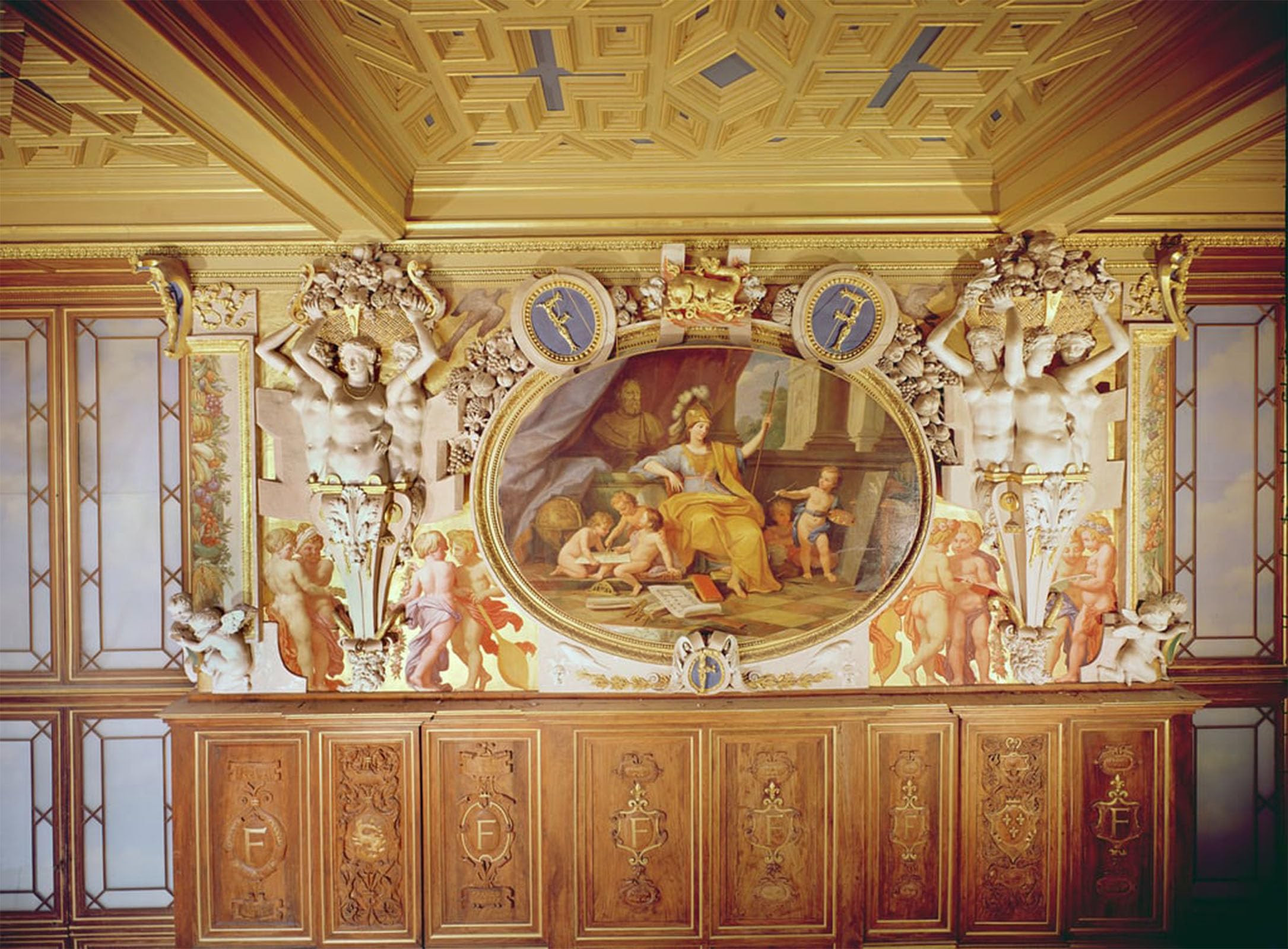 ARTXLXXBN Famous Painting Art Wall Decor Abstract Art Picture Galerie I Fresco Depicting La Nymphe De Fontainebleau by Louis Charles Auguste Couder Animal Pictures for Home Decor 60x90cm