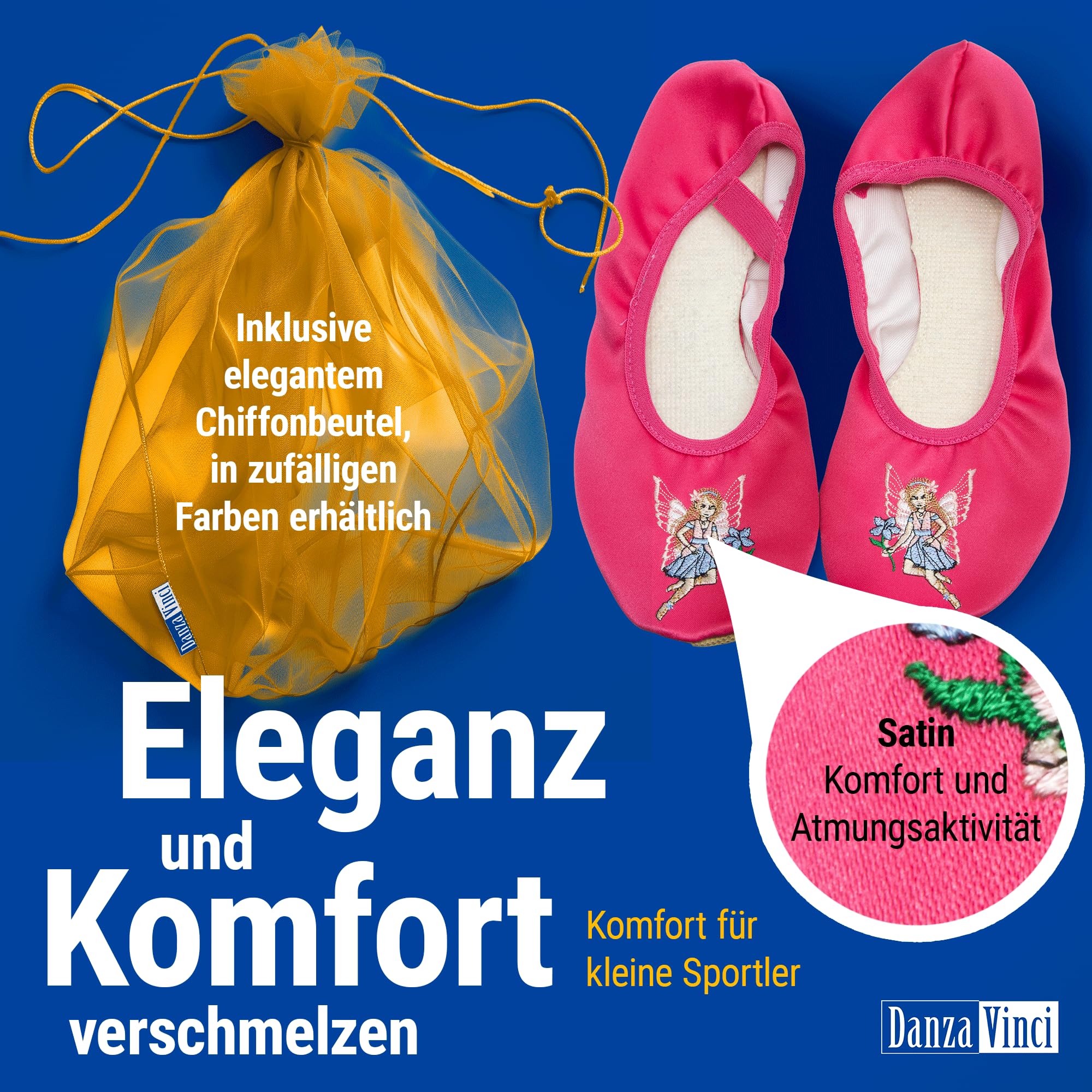 Bundle Bleyer Turnschläppchen für Kinder 1547-E mit Chiffonbeutel, Schläppchen mit Pirat aus Satin, Gymnastikschuhe rutschfest