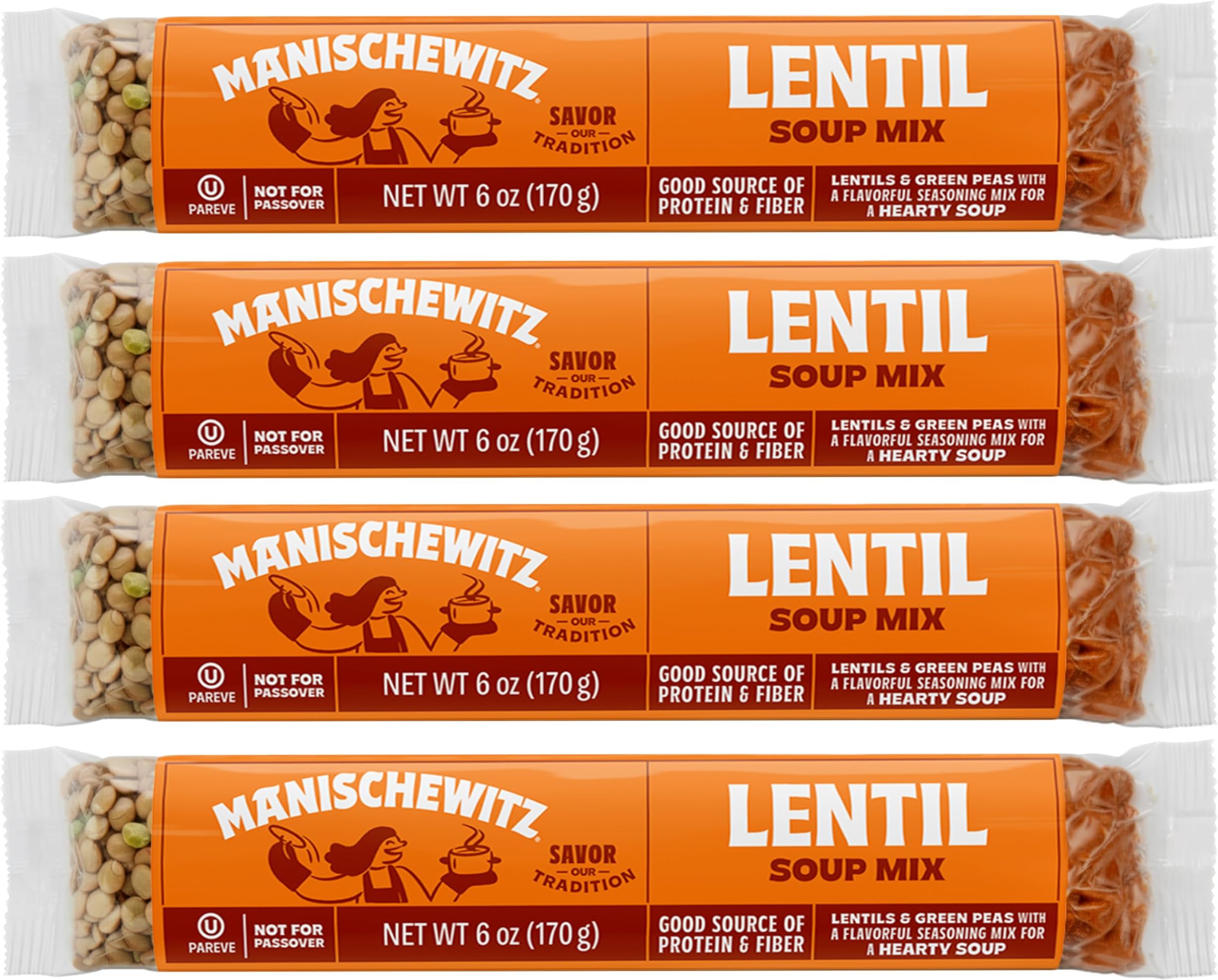 Manischewitz Lentil Soup Mix (4 Pack) Cello Soup Mix