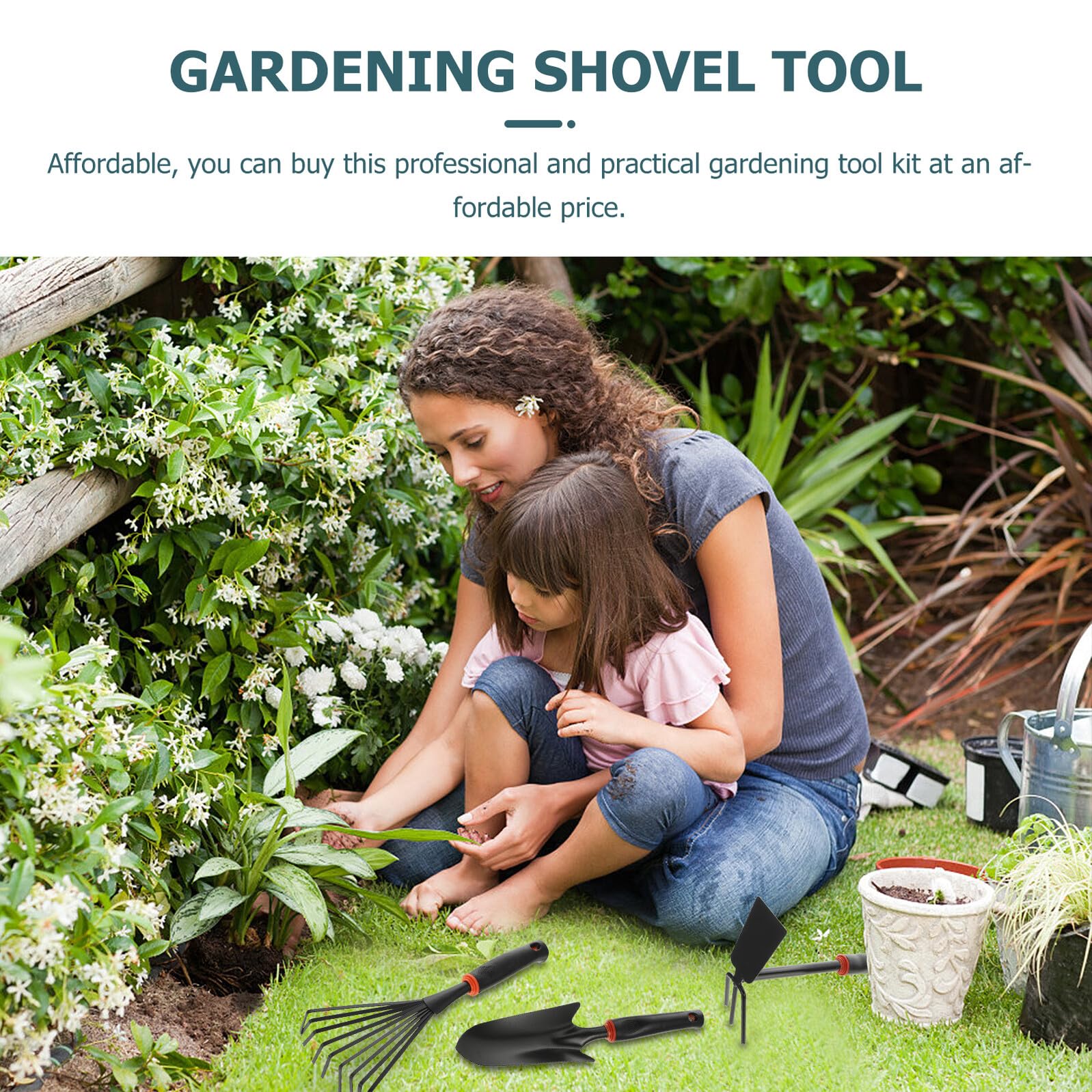 COLLBATH 5 Stück Gartenspaten aus Robustem Eisen mit Leichtem Vinylgriff Multifunktional Tragbar für Gartenarbeit und Pflanzenpflege