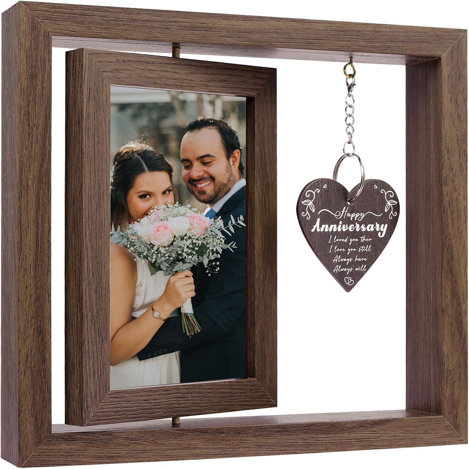 Happy Anniversary Picture Frame, Rotating Anniversary Frame 4x6 Double Frame for