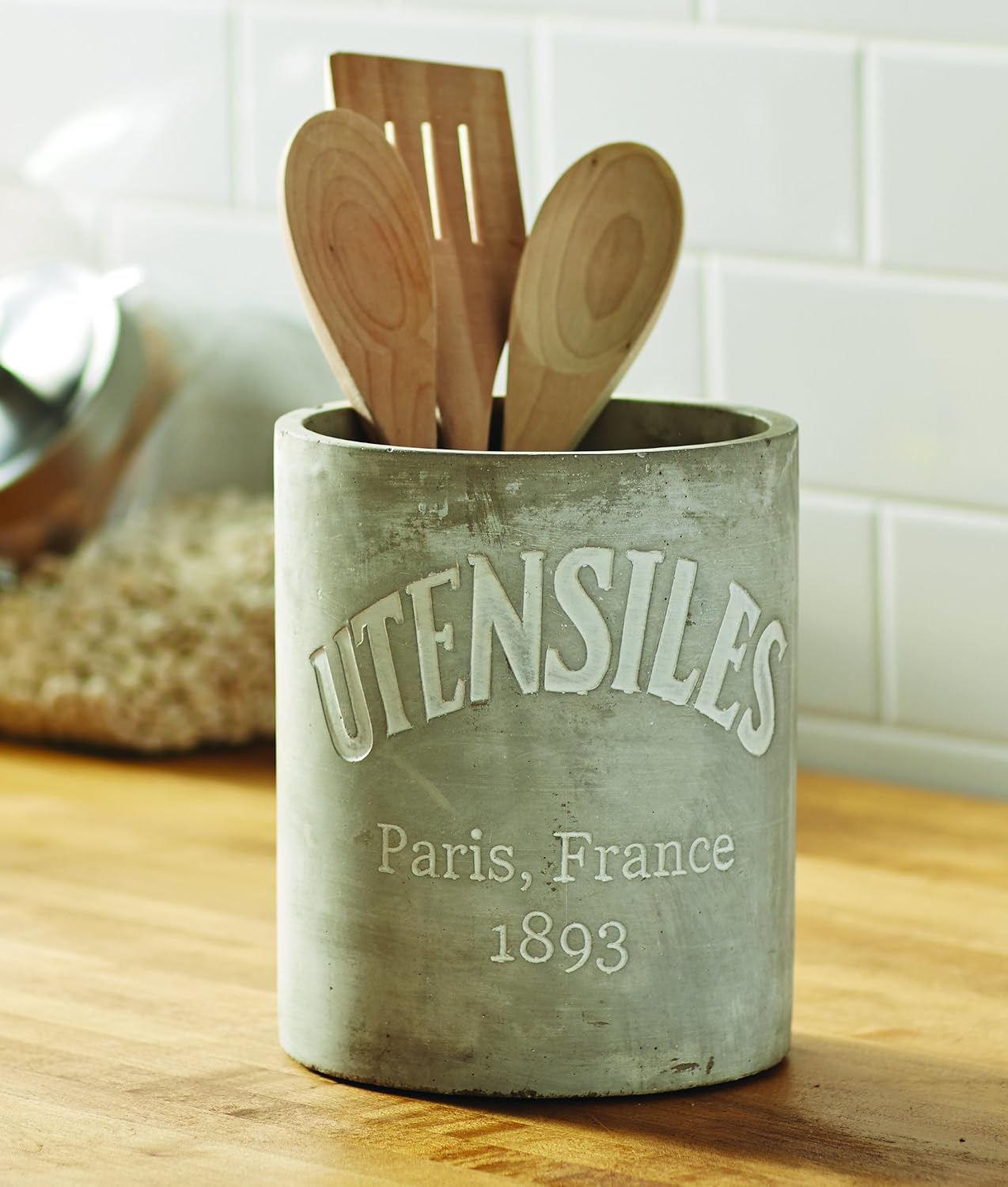 Mud Pie Concrete Utensils Crock, Gray (4584006)