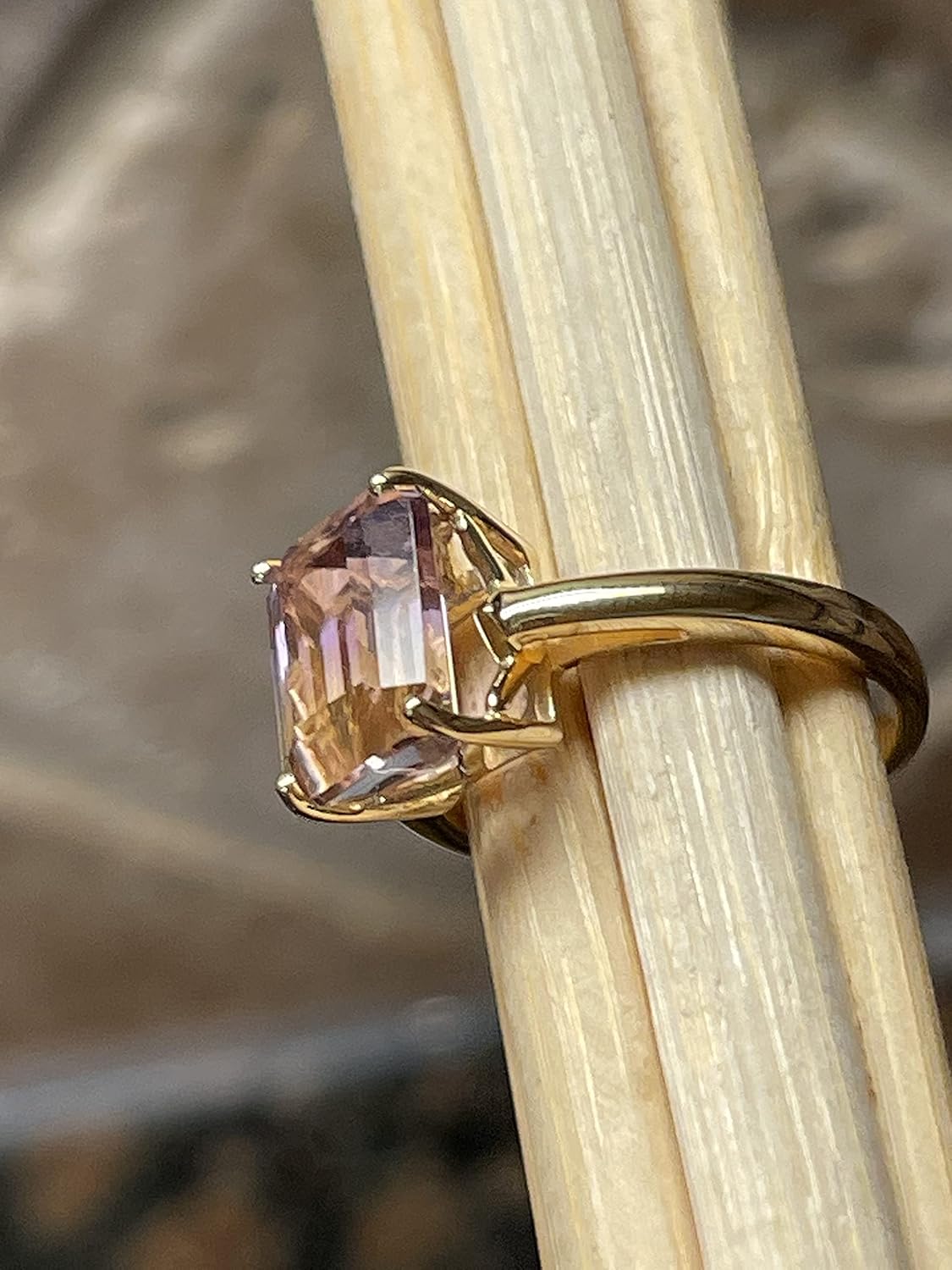 Genuine 2ct Ametrine 14k Gold Over Silver Engagement Ring Size 6, 7, 8 - Image 5