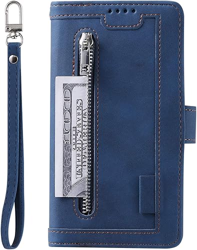 Miniatura 8 de UEEBAI Funda tipo cartera para Samsung Galaxy A53 5G, Retro 9 ranuras para tarjeteros con cremallera Bolsillo Funda de cuero PU Cierre magnético