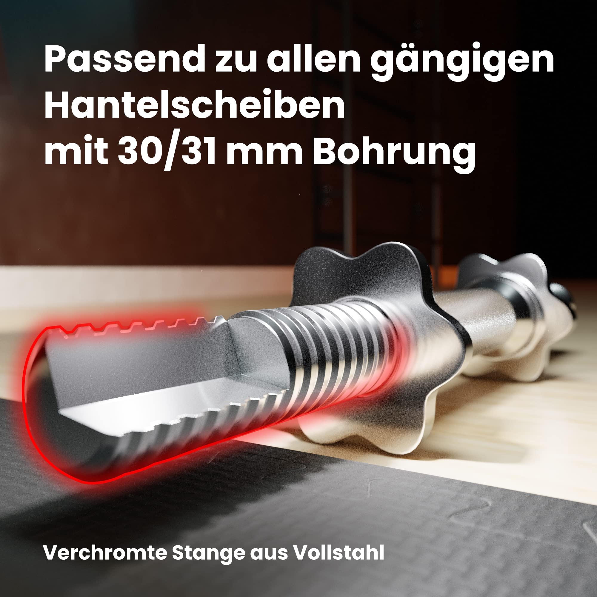 Hop-Sport Langhantelstange 30mm Langhantelstange 167cm 150cm 180cm SZ 120cm Super SZ 120cm Kurz 40cm Stahl verchromt mit Gewinde für 31mm Hantelscheiben