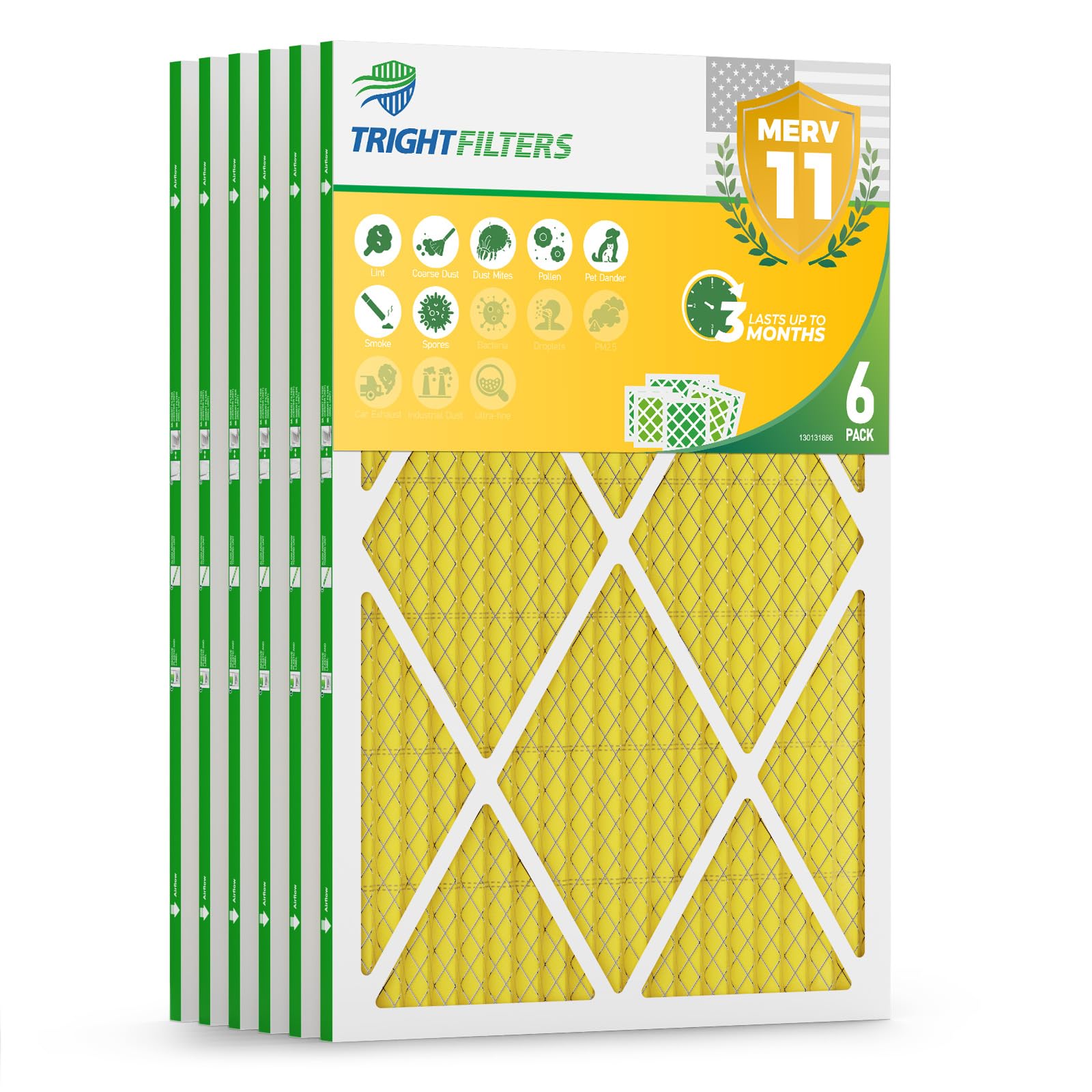 TRIGHTFILTERS 20x30x1 Air Filter 6 Pack, Durable MERV 11 Electrostatic Pleated Home HVAC AC Furnace Filters Replacement (Actual Size 19.80x29.80x0.79 in)