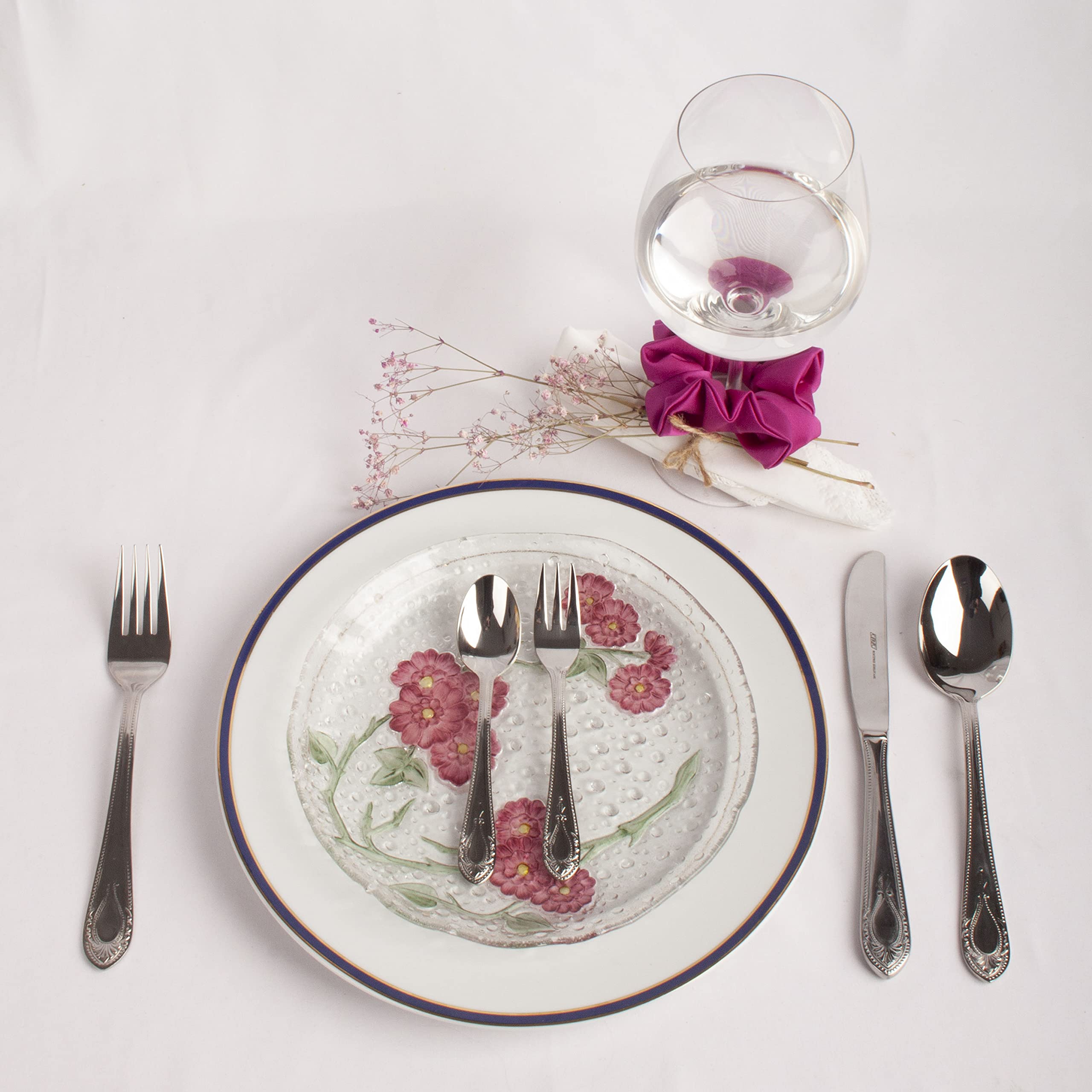 CRC Cubertería de Mesa 30 Piezas Toscana 1285 - Acero Inoxidable 18/10 - Cuchara, Cuchillo, Tenedor, Cucharilla, Tenedor Postre