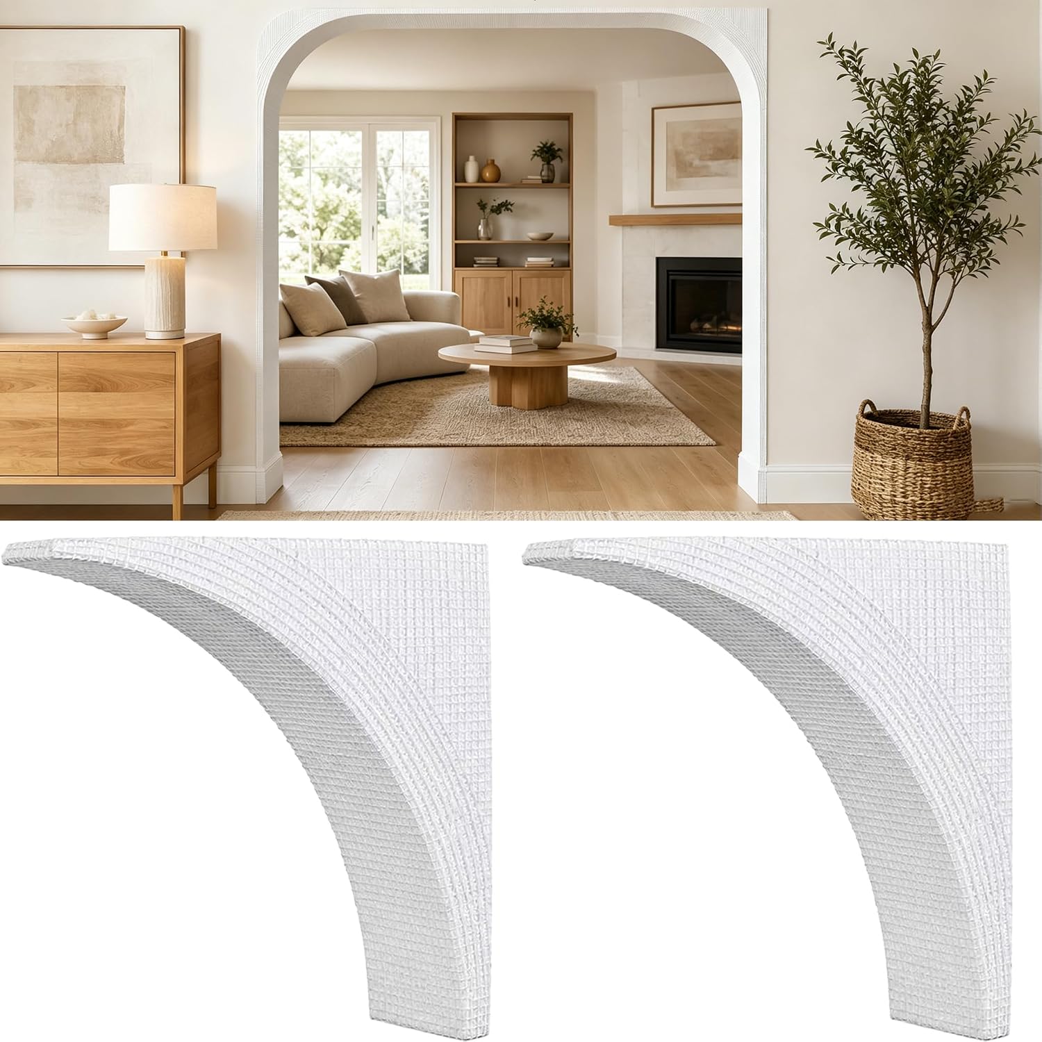 2 Pcs Foam Doorway Arch Kit with Fiberglass Mesh, Rounded DIY Arch Doorway | Kit for Corner Molding, 8.66 x 8.66 x 5.12 Inch, Easy to Add Wall Arch Molding to Any Opening for Decoration