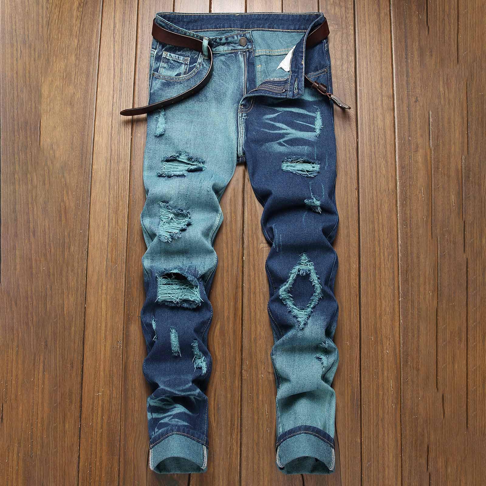 Pantalon Vaquero Hombre-Pantalones Vaqueros de Mezclilla de Estilo Casual para Hombre, Pantalones Largos Ajustados con diseño de Bloques de Color, Pantalones cómodos para Todas Las Estaciones.