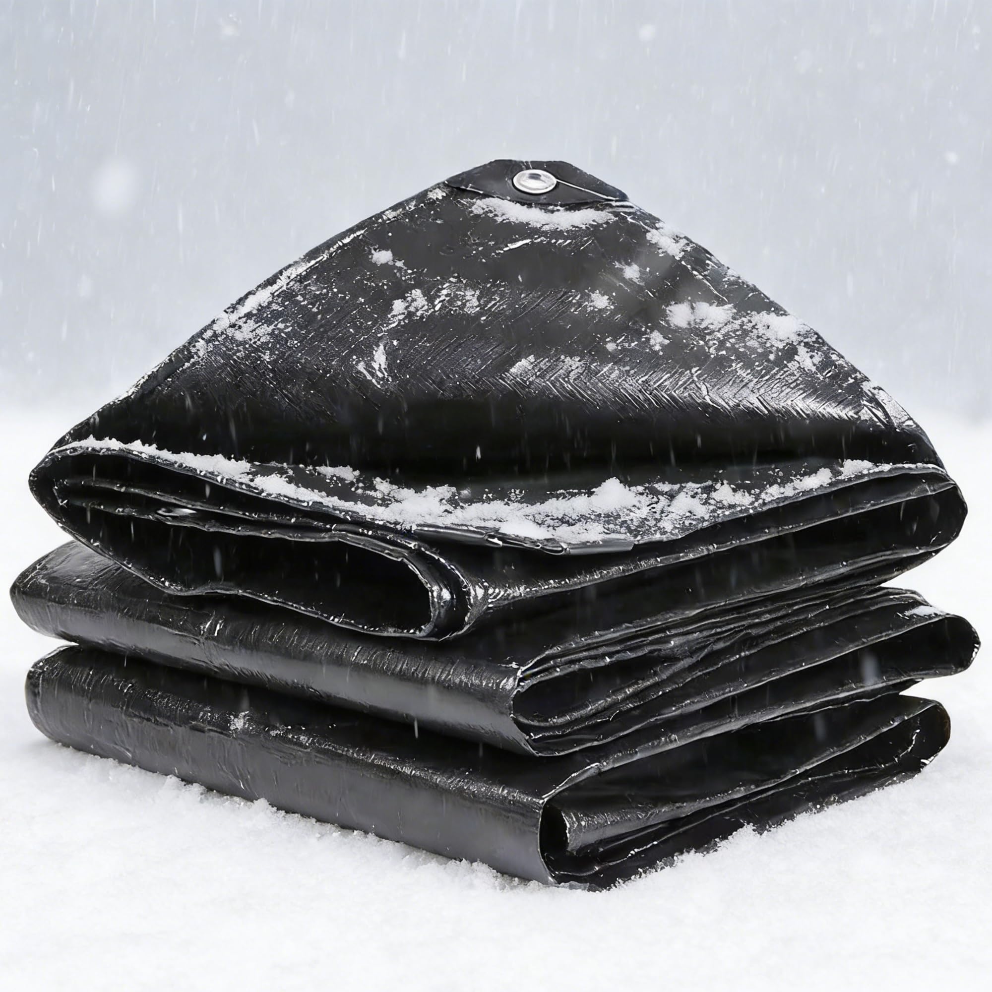 Tarpaulin Extra Heavy Duty Waterproof,200g/m² 5x12.5m Tarpaulin Cover Tarp Ground Sheet Mesh UV Resistant Cover,Reinforced Eyelets for Garden,Car,Pool,Camping,Wood,Furniture Protection Black