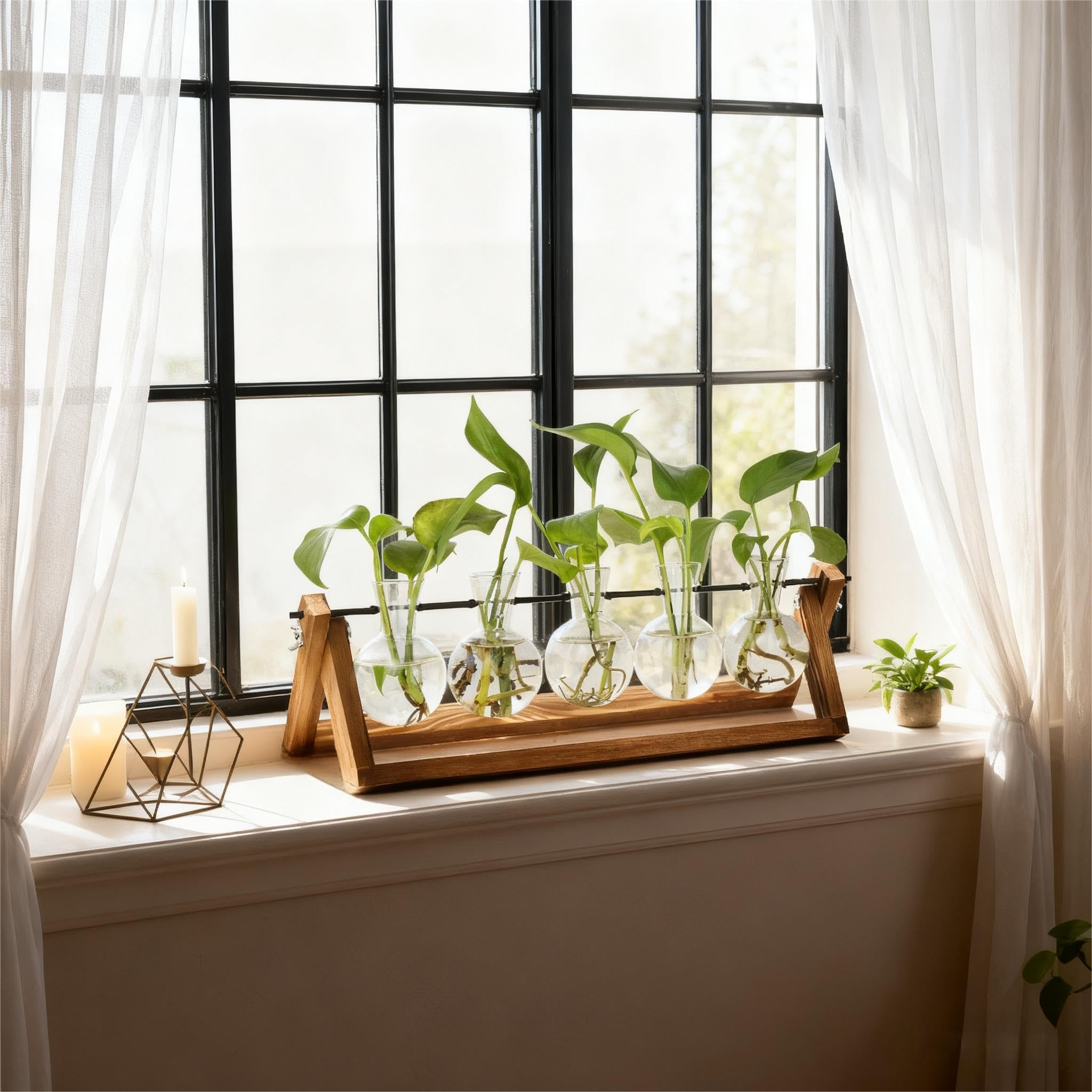 Renmxj Pflanzenanzuchtstation, Anzuchtvasen für Pflanzen, einzigartige Gartenarbeit, Geburtstagsgeschenke für Frauen, Pflanzenliebhaber, Mutter, Beste Freundin – Glasvasen mit 5 Glühbirnen