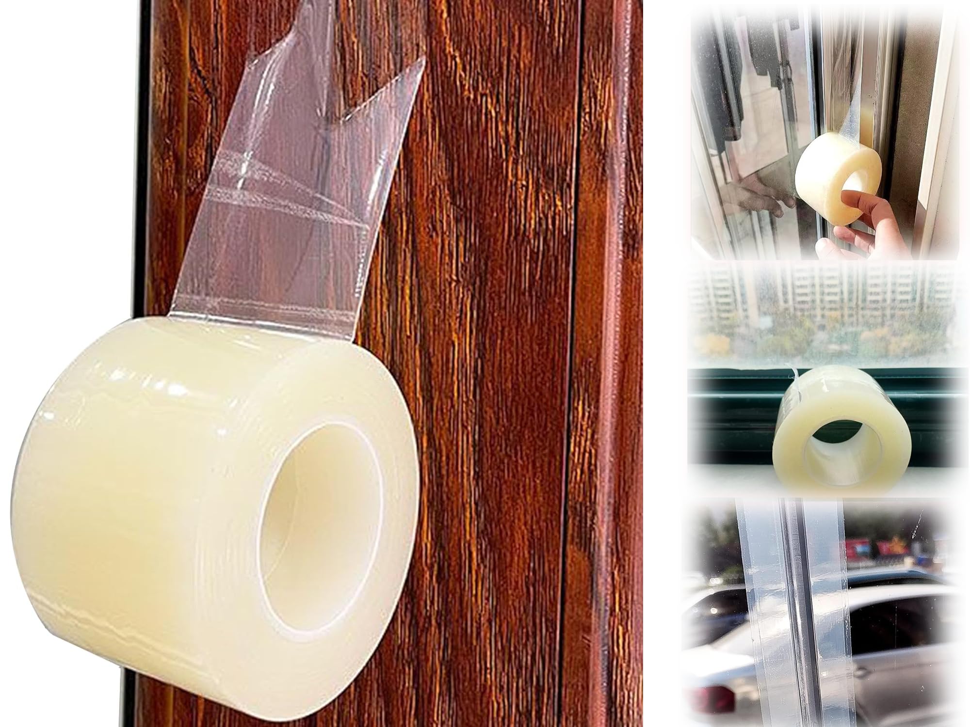 ELECDON Transparent Window Weather Sealing Tape, Window Insulation Sealing Film Tape, Windshield Adhesive Air Leakage Gap Sealing Device Window Joint Sealing Tape, No Residue, Clear 2Inch x 23Yards