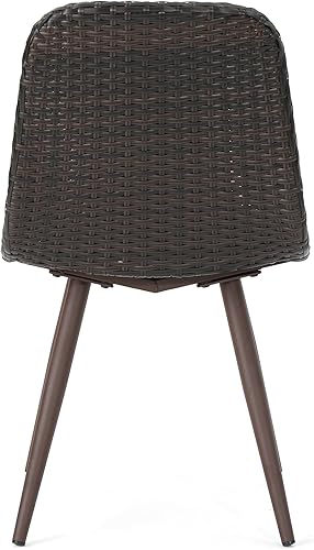 Miniatura 5 de Christopher Knight Home Gila - Sillas de comedor de mimbre para exteriores con patas revestidas en polvo, juego de 2 piezas, marrón multicolor /