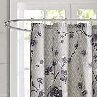 Vista 3 de Madison Park Holly Modern - Cortina de ducha larga de tela de algodón, cortinas de ducha florales para baño, 72 x 72 pulgadas, gris/morado topo