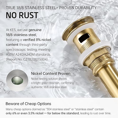 Miniatura 48 de KES S2008A-BK-P2 - Drenaje desplegable para lavabo de baño, 2 unidades de acero inoxidable T304 y latón, 2 unidades para lavabo de baño, color negro