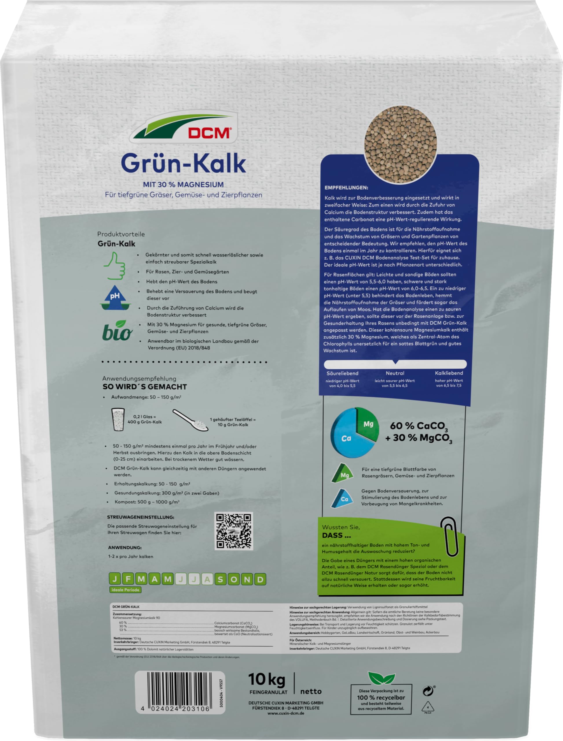 DCM Grn Kalk - Rasenkalk - Magnesiumkalk - Kalkdnger - Kalkstickstoff  Dnger- 10 KG fr 200qm : Amazon.de: Garten