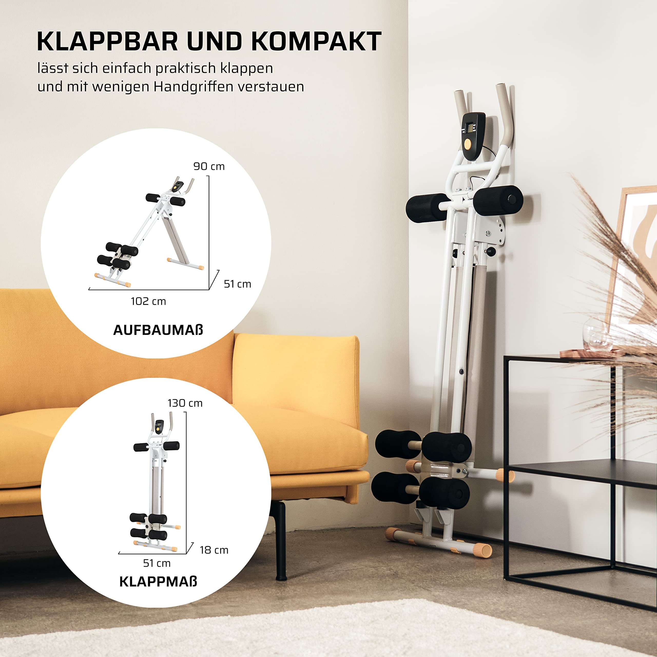 SportPlus Bauchtrainer für zuhause klappbar - Bauchmuskeltrainer, Bauchroller mit 3 oder 4 Trainingswinkeln - Bauch Trainingsgerät bis 100kg