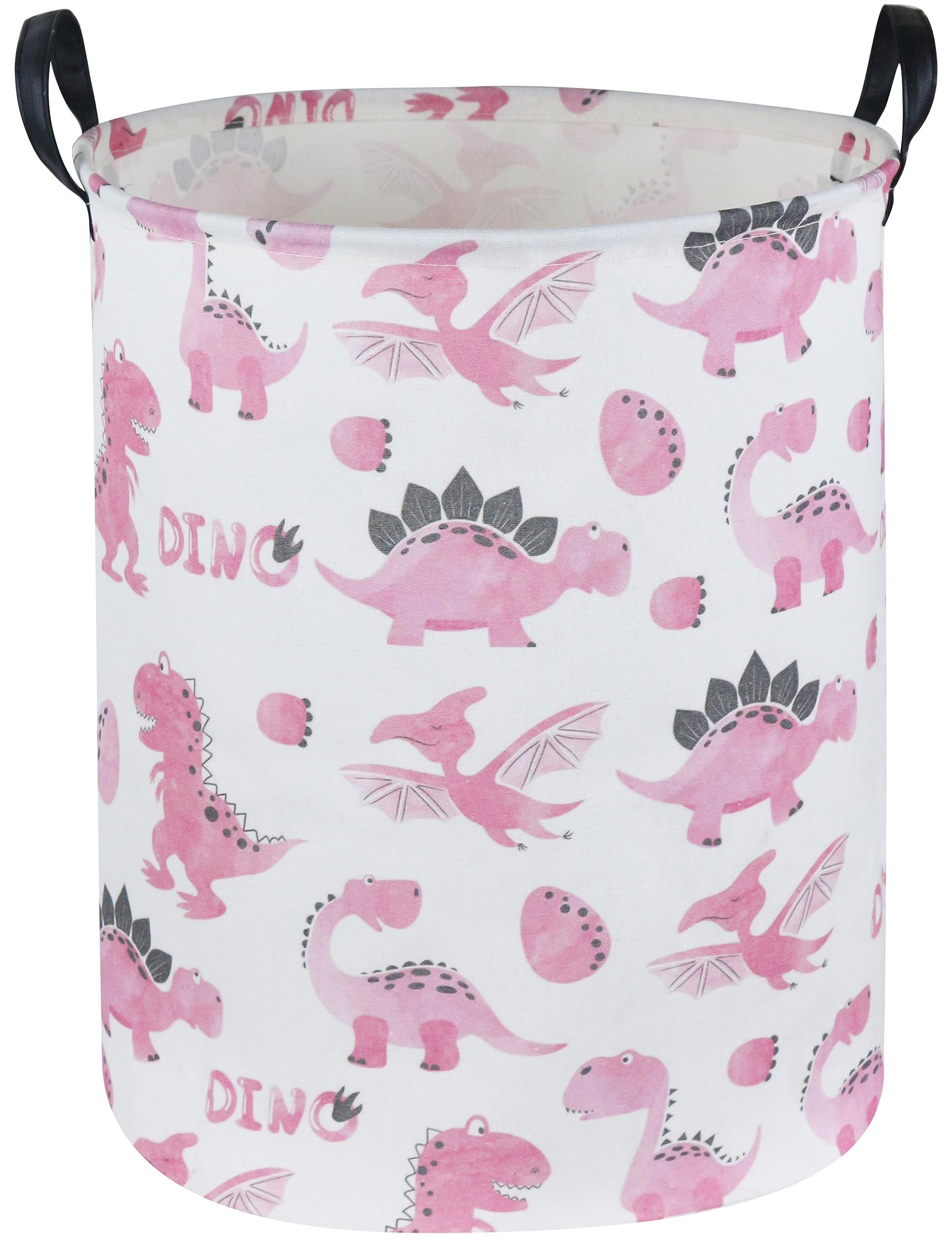 Sanjiaofen Pink Dinosaur Hamper,Kids Laundry Basket,Pink Storage Baskets for Boys and Girls Room Decor,Dinosaur Basket,Toy Organizer,Gift Hamper(Pink Dinosaur)