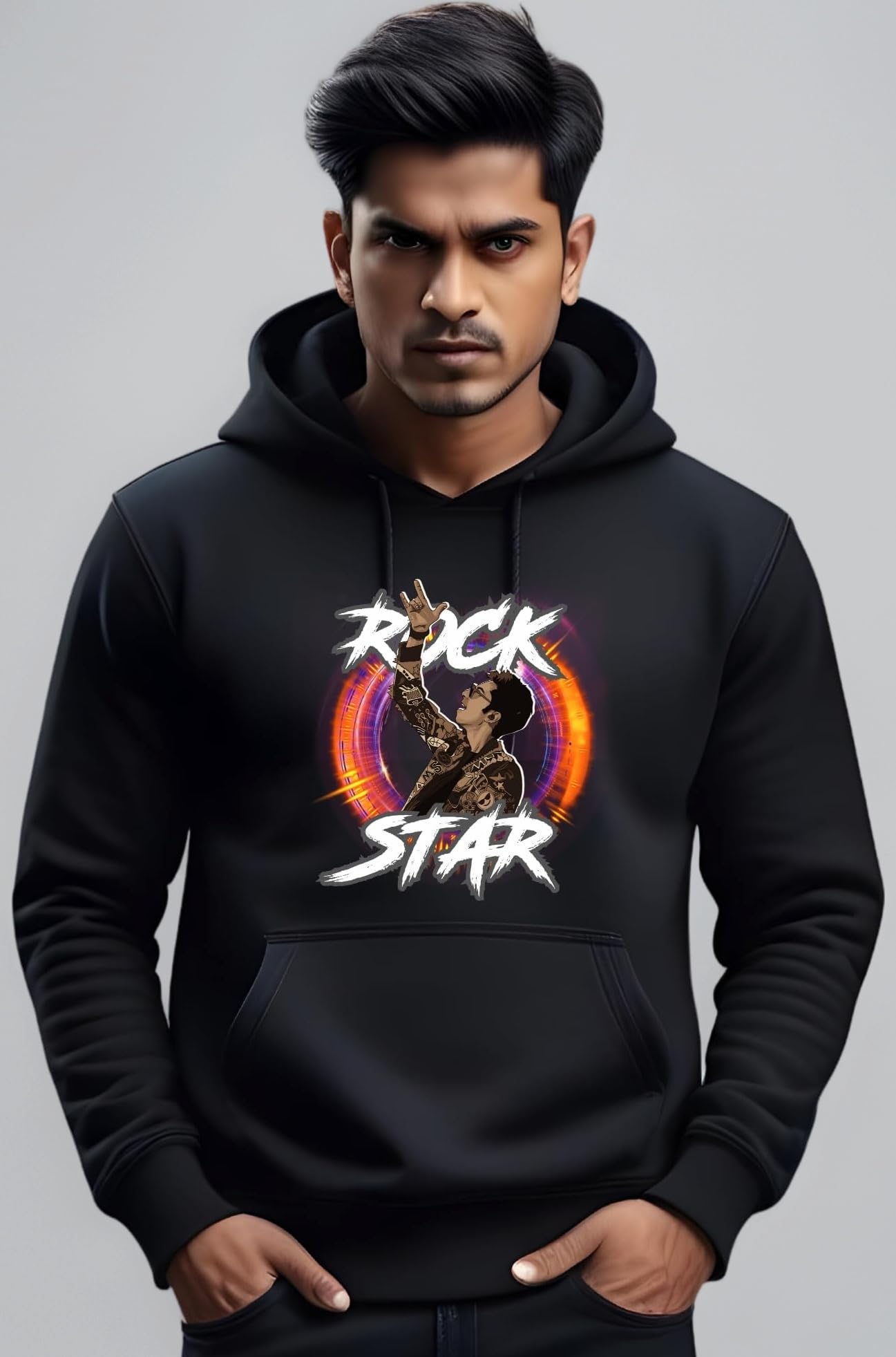 Printed Hoodies for Men and Women - Full Sleeve Hoodies- Cowl Neck Hoodies - Hoodies (Rock Star Anirudh)