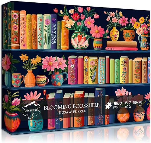 Rompecabezas de 1000 piezas, rompecabezas de páginas de flores silvestres de PICKFORU con temática literaria, coloridos rompecabezas desafiantes