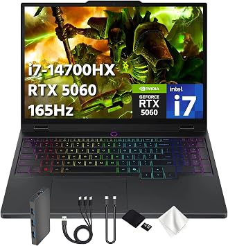 Lenovo Legion 5i 15.1 WQXGA OLED 165Hz AI-Powered Gaming PC, Intel 20-Core i7-14700HX, GeForce RTX 5060 GDDR7, 16GB DDR5, 1TB SSD, RGB Backlit Keyboard, Wi-Fi 7, Win 11 Pro, Black, 1TB Docking