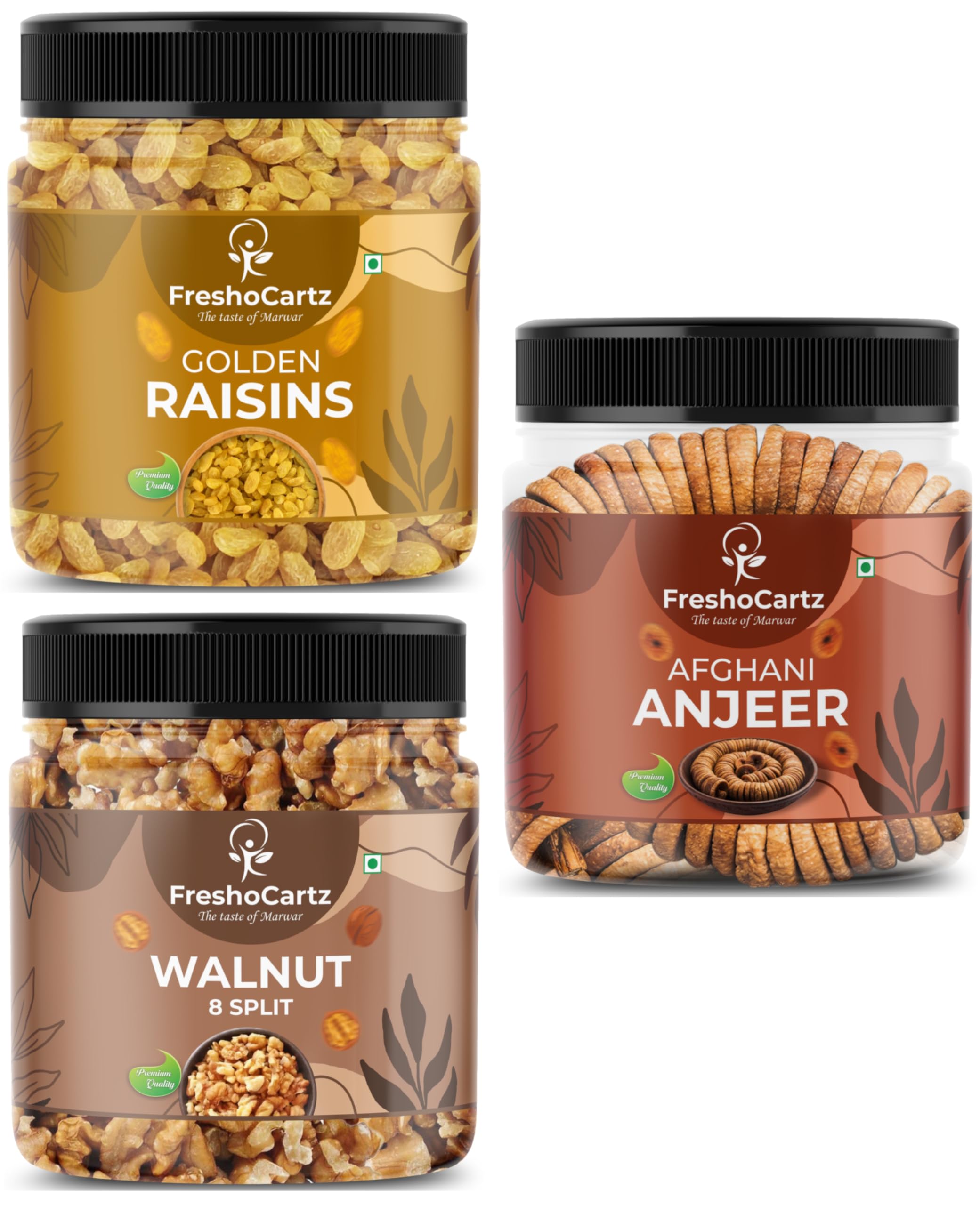 FreshoCartz Dry Fruits Combo | Raisins, Figs and Walnut 250g Each | Kismish Anjeer Akhrot Dry Fruits Gift Hamper for Family and Employees - Jar Pack (Healthy Dry Fruits, 250g (Pack of 3))-image-19