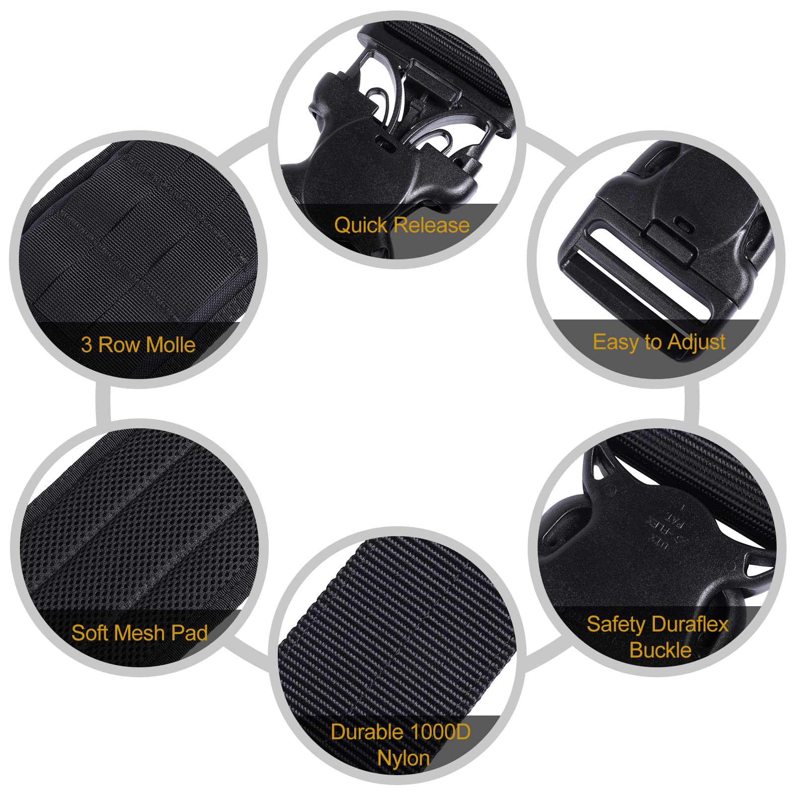 OneTigris Cinturón Táctico Molle 2.0 Nylon 1000D para Airsoft Paintball Caza