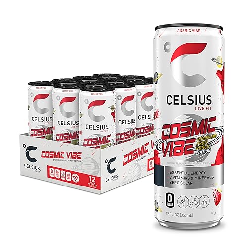 CELSIUS Sparkling Cosmic Vibe, bebida energética funcional esencial, 12 onzas líquidas (paquete de 12)