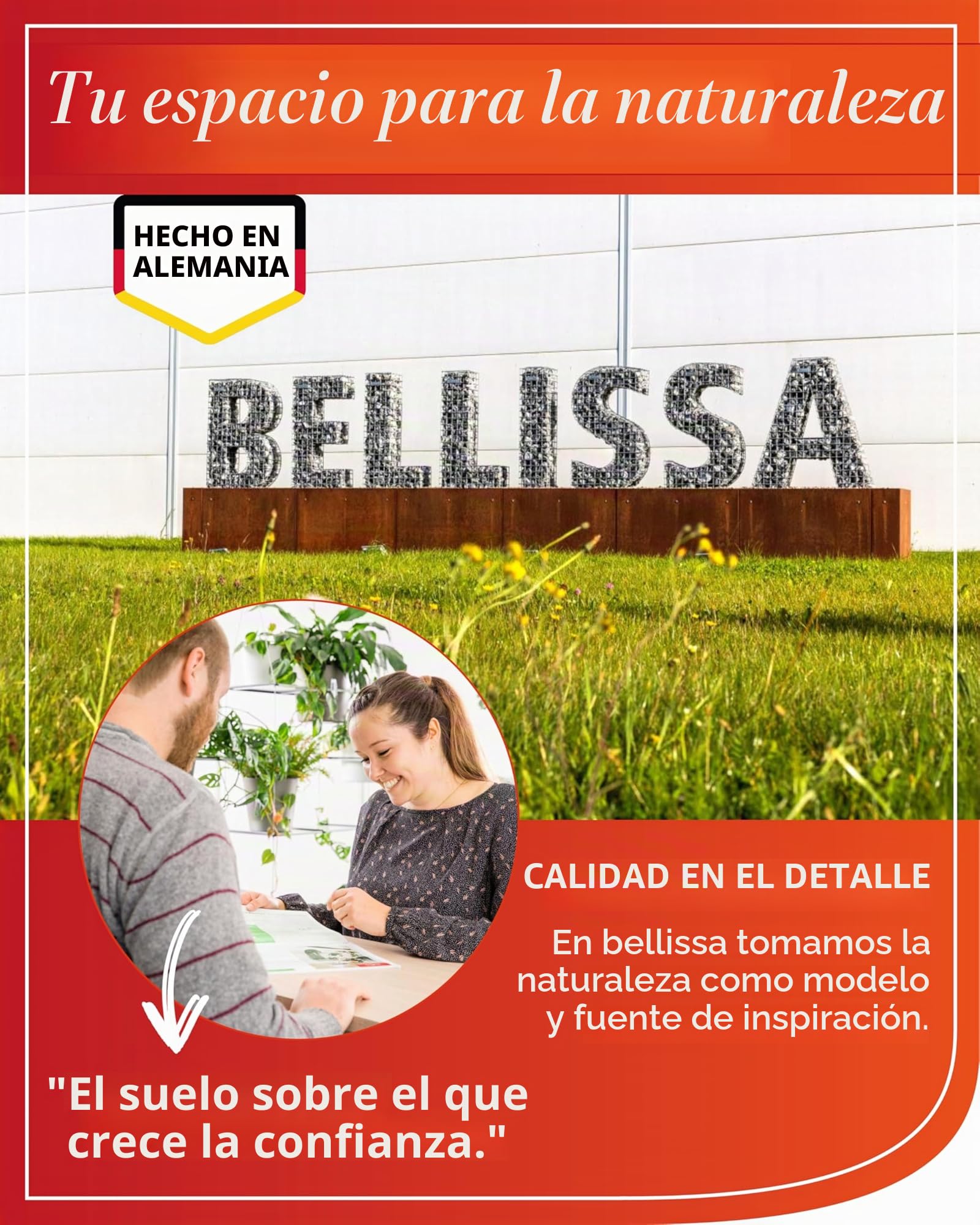 Bellissa - Juego de pared para gaviones (95550) - Muro-Gabion, jaulas de piedra de longitud ajustable, kit escalable - 232 x 10 x 40 cm