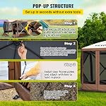 Tente de gazebo VEVOR avec écran, 10 x 10 pi, tente de camping pop-up à 6 côtés avec fenêtres en maille, sac de transport portable, piquets de sol, grandes tentes d'ombre pour le camping en plein air, le jardin et la cour