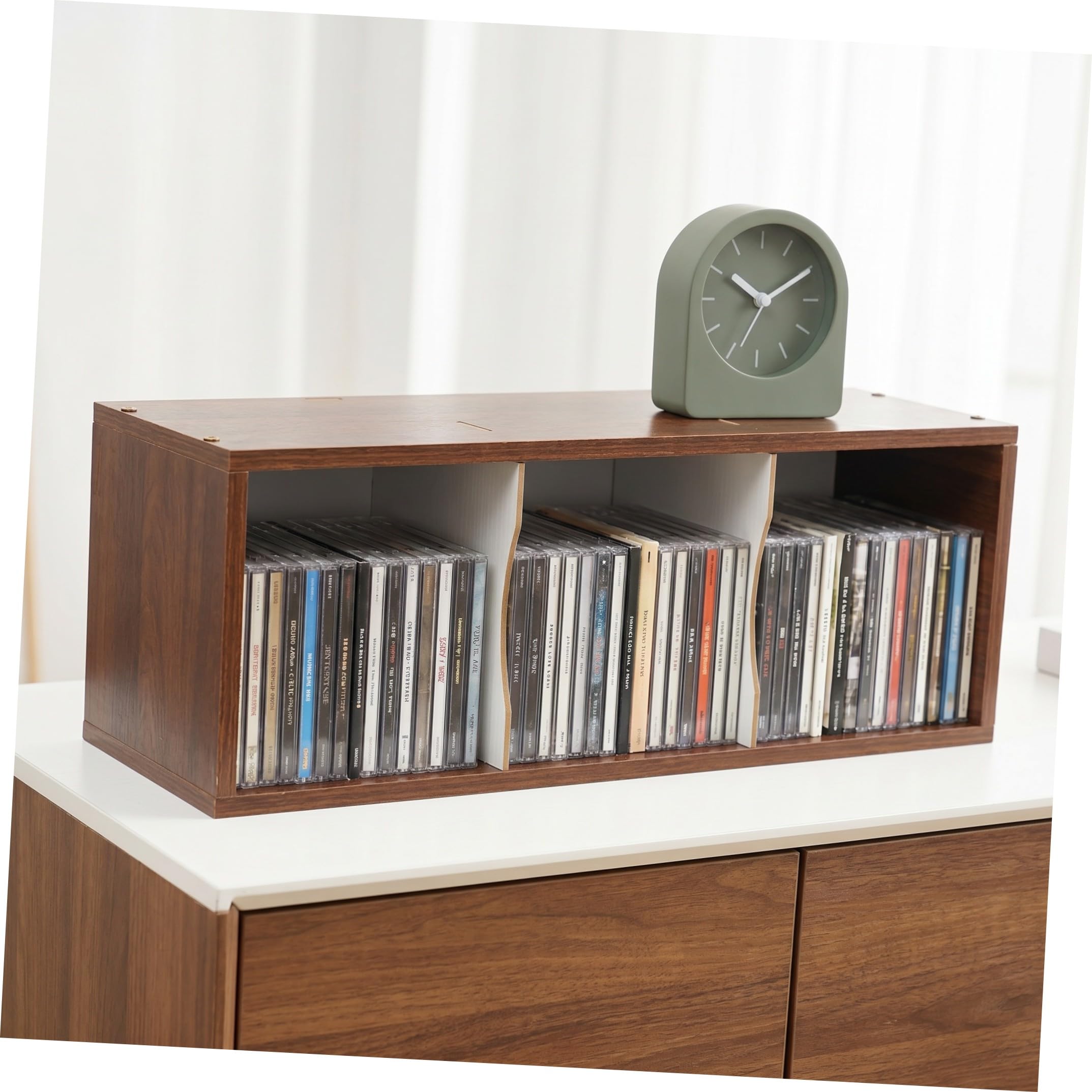 Porta CD e Dvd Finitura Opaca in Legno Grande Capacità, Design a Scomparti Regolabili Adatto per Organizzatore di Album e Custodia Multimediale da Terra