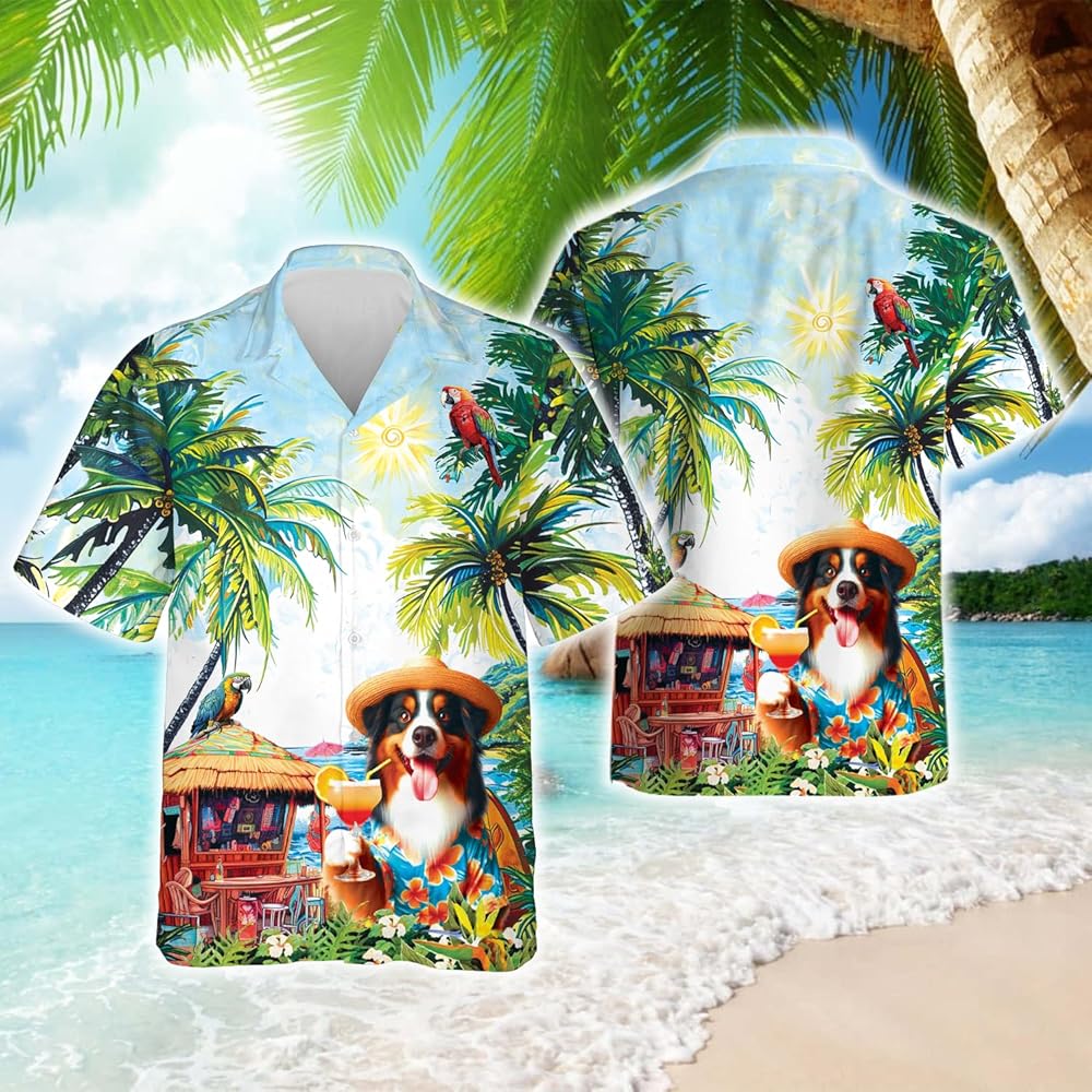 Amazon.com: HANZSPROUT Australian Shepherd Hawaiian Shirt